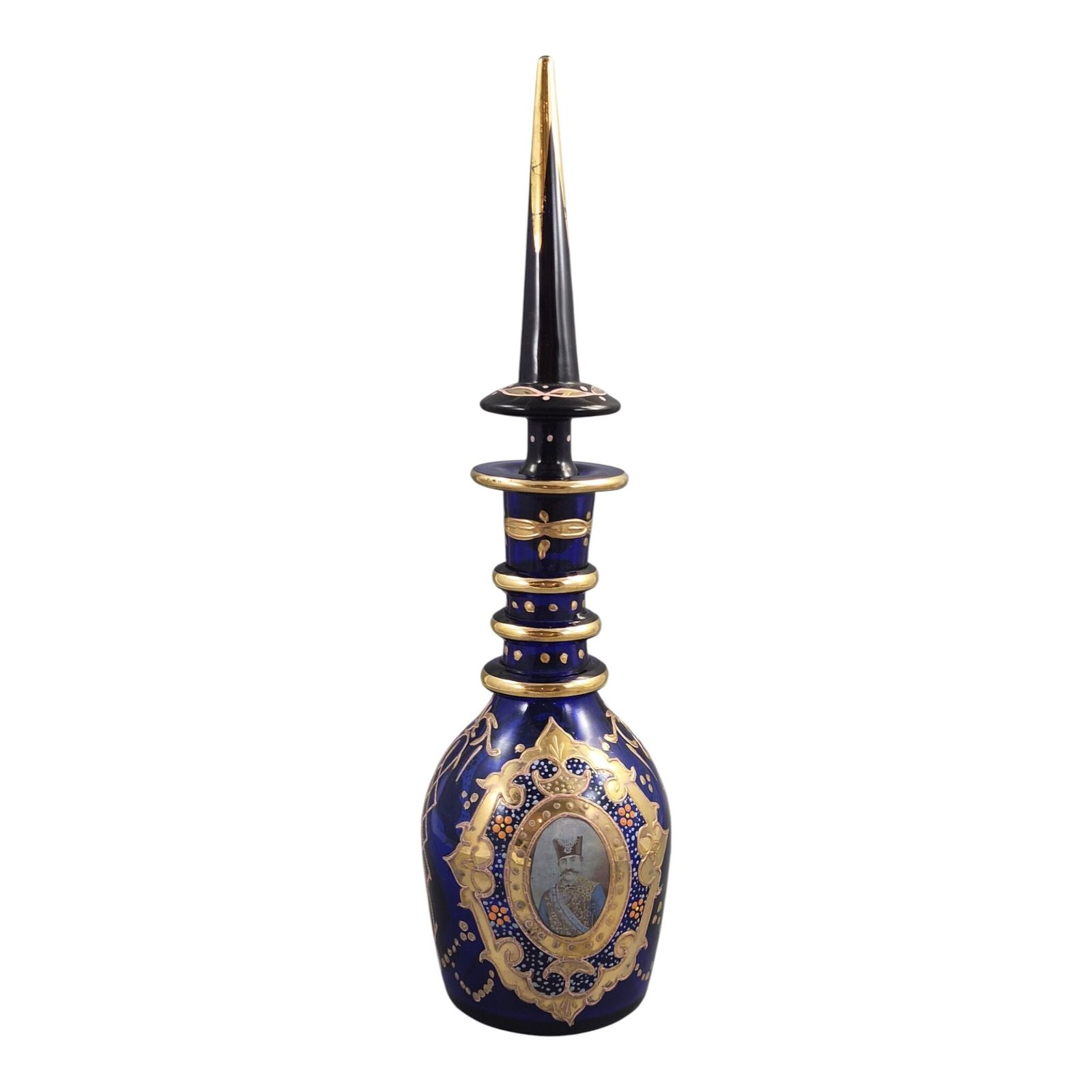 Moser Style Bohemian Cobalt Glass Decanter For The Qajar Market, C.1870 1890 photo for sale