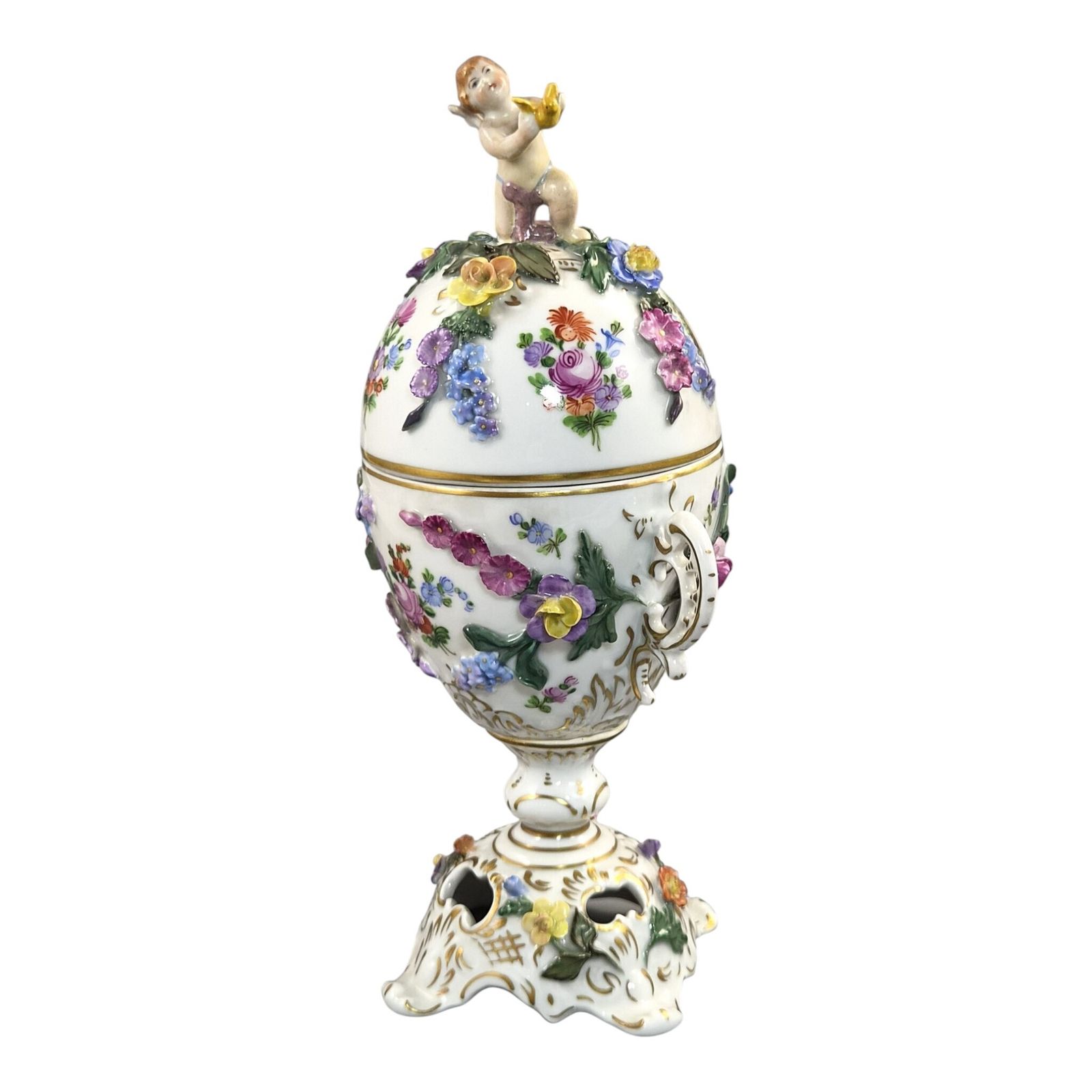 Carl Thieme Dresden Porcelain Potpourri Urn With Putto Finial, C.1901 photo furniture
