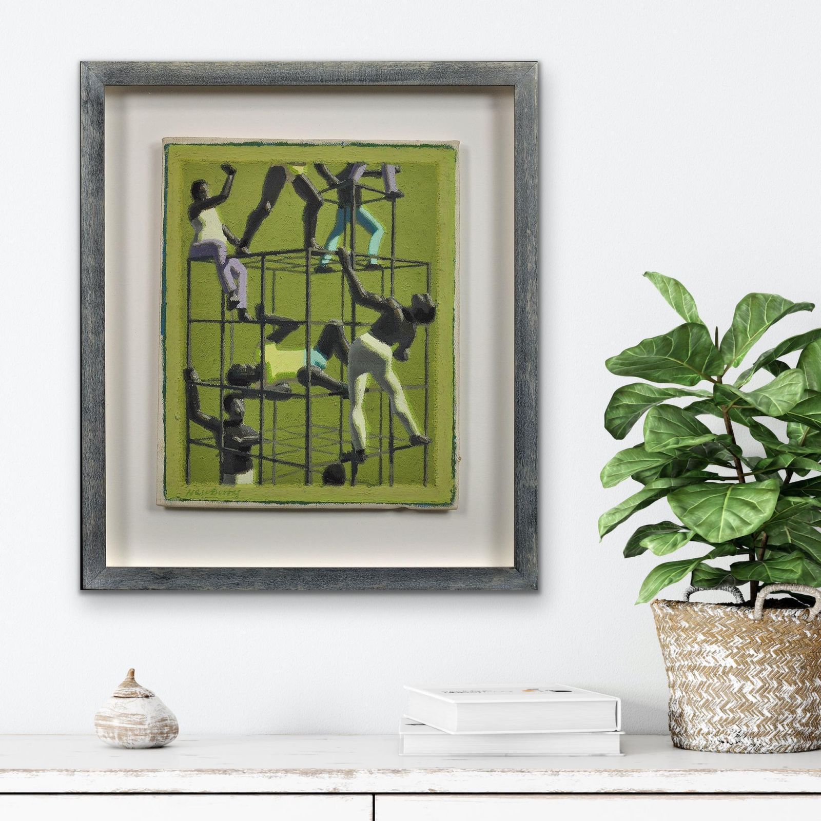 photo buy John Coverdale Newberry B.1934. English. The Climbers, 1970. Framed Mid 20th Century Postmodern Figuration Oil Painting. Ruskin School, Oxford.