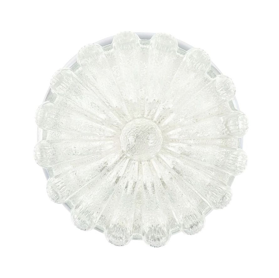 Large Mid Century Flower Shaped Glass & Chrome Ceiling Light From Limburg, Germany, 1970s
