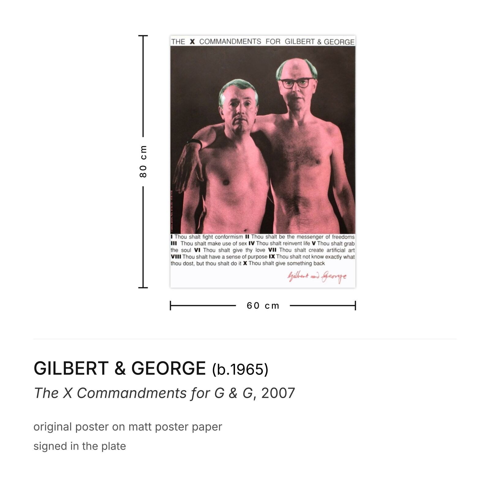 Gilbert & George Poster The X Commandments For G & G 2007 photo furniture