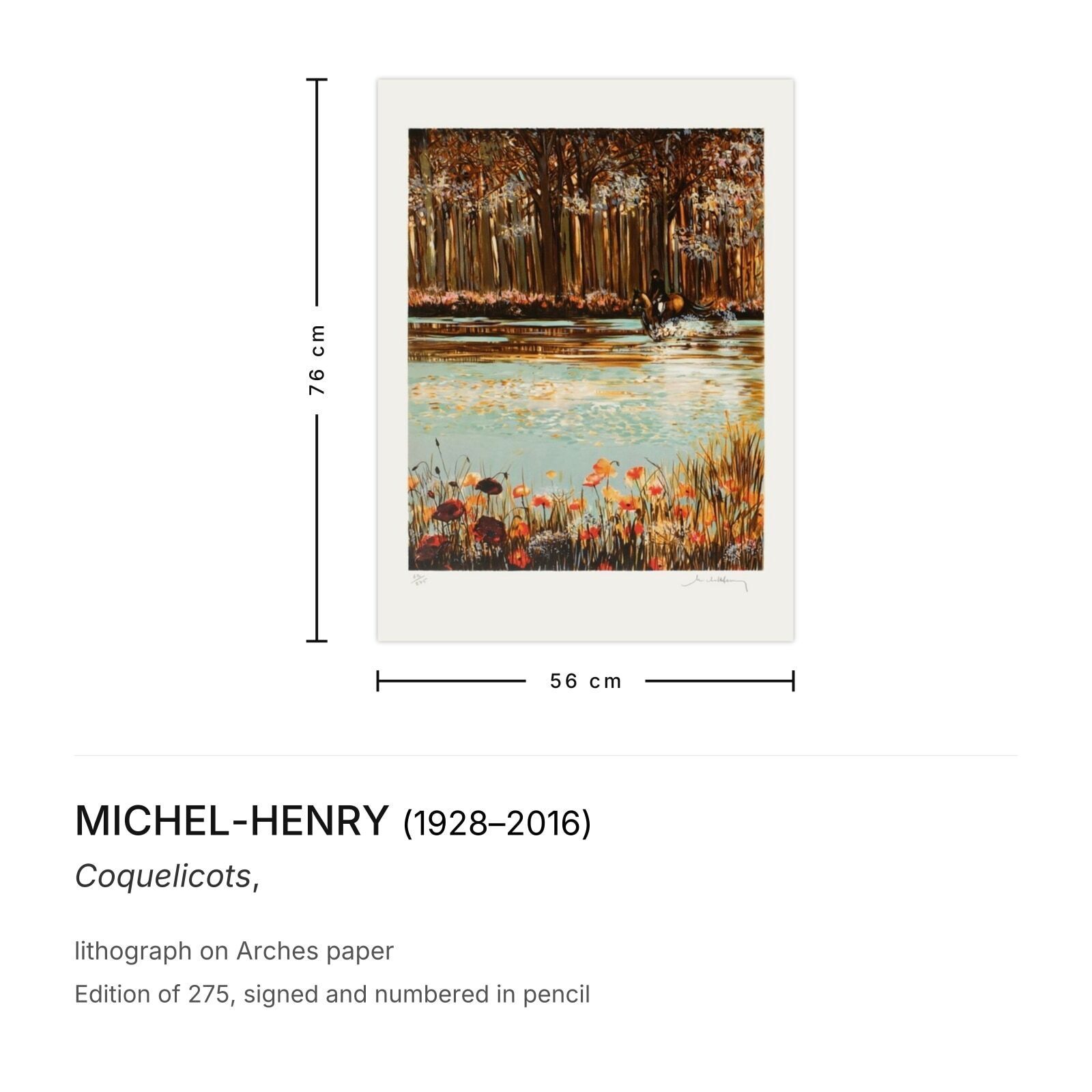 Michel Henry Signed Lithograph Coquelicots photo furniture