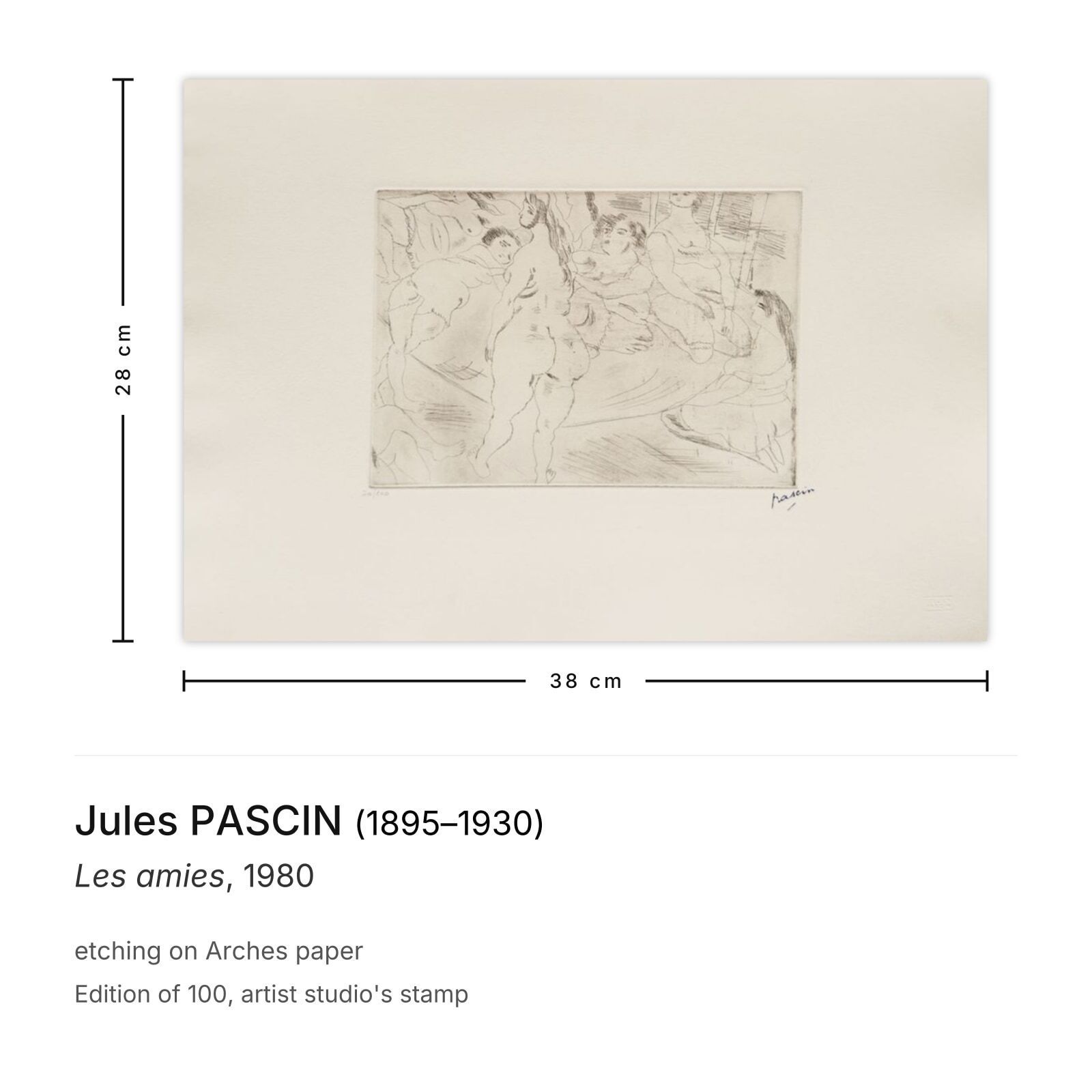Jules Pascin Etching Les Amies 1980 photo furniture