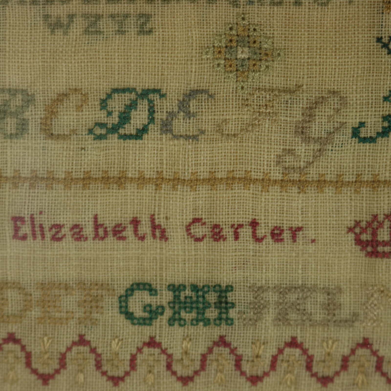 Textiles Antique Sampler, C.1850, By Elizabeth Carter, Sussex photo