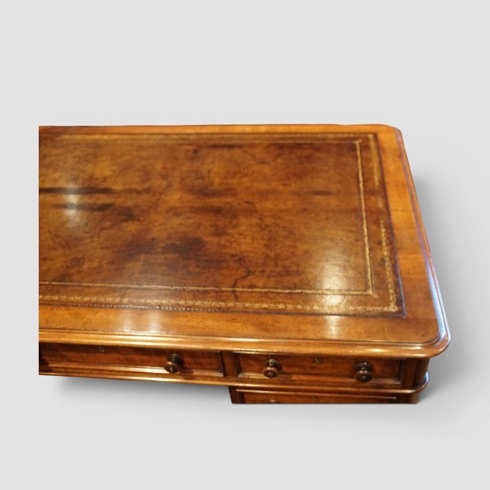 photo vintage Rare Small Victorian Mahogany Partners Desk With Cupboards & Drawers