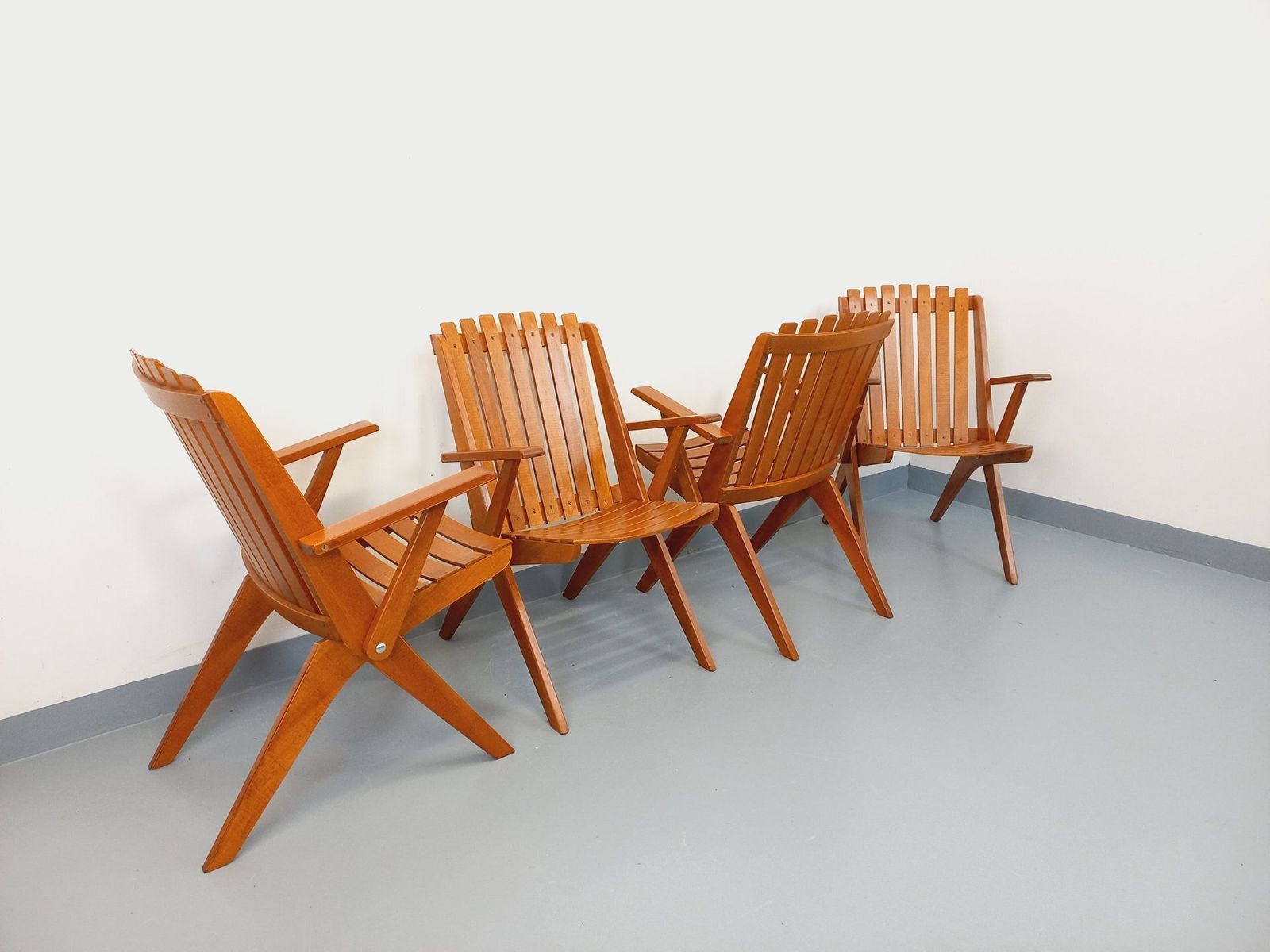 4 Beuken Tuinfauteuils, jaren 1960 photo furniture