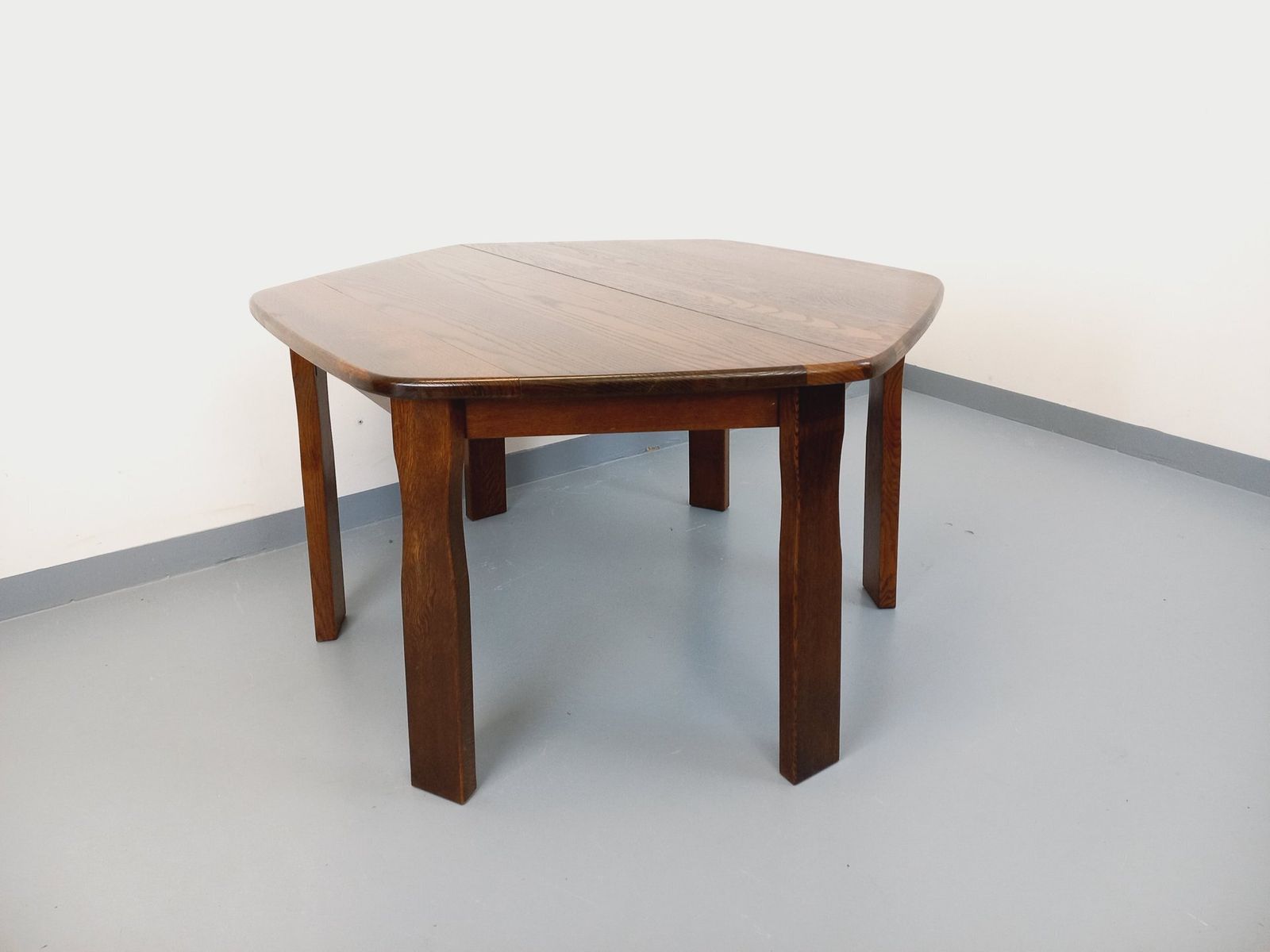 Brutalist Hexagonal Oak Dining Table photo for sale