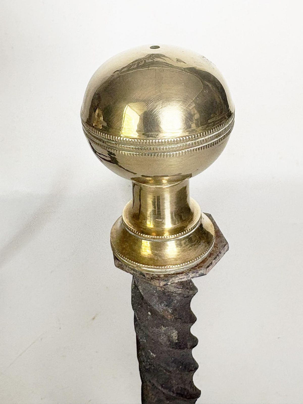 Pair Of Andirons In Cast Iron And Brass, Black And Gold, France, 1960s photo vinterior