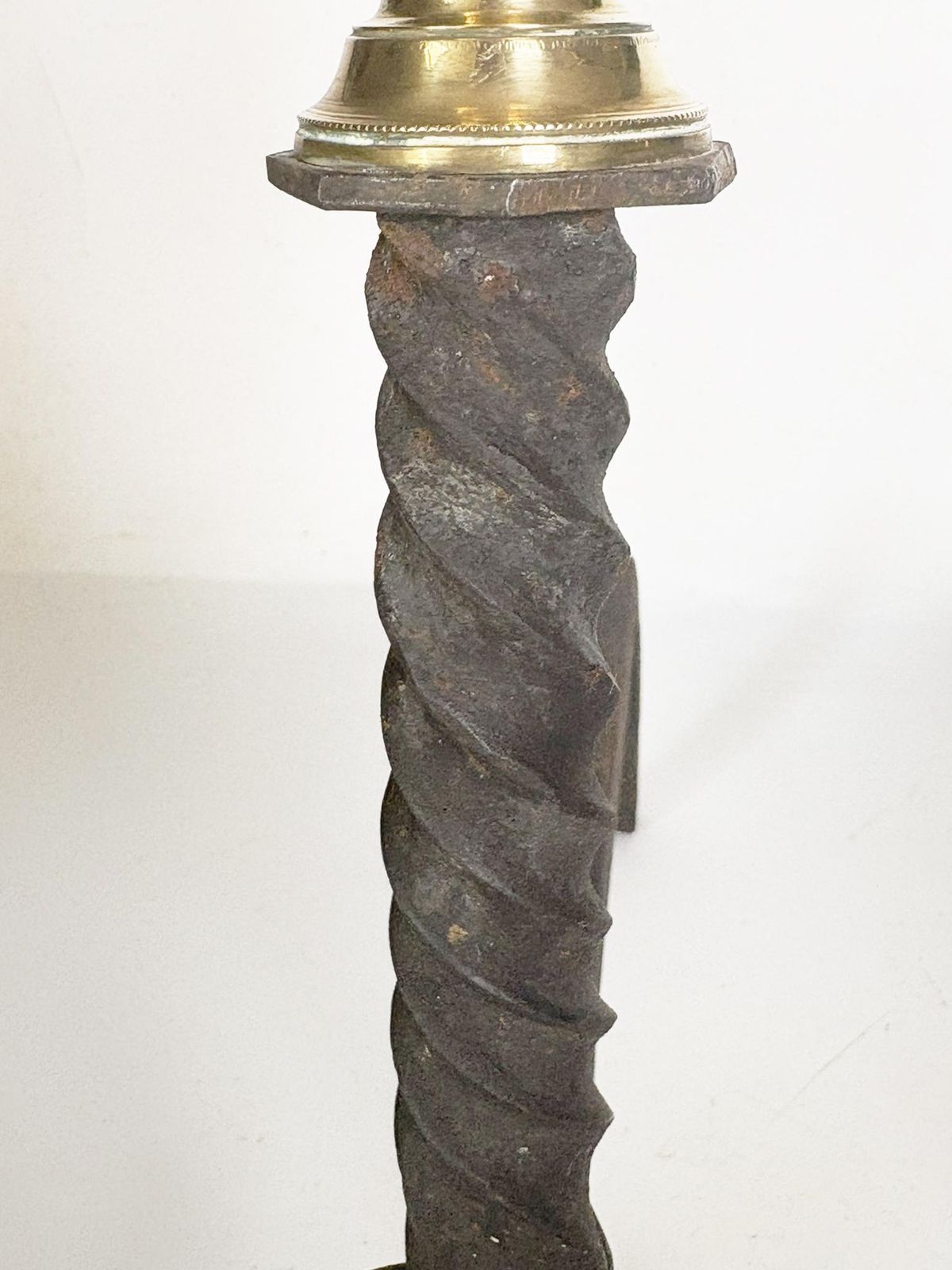 photo furniture Pair Of Andirons In Cast Iron And Brass, Black And Gold, France, 1960s