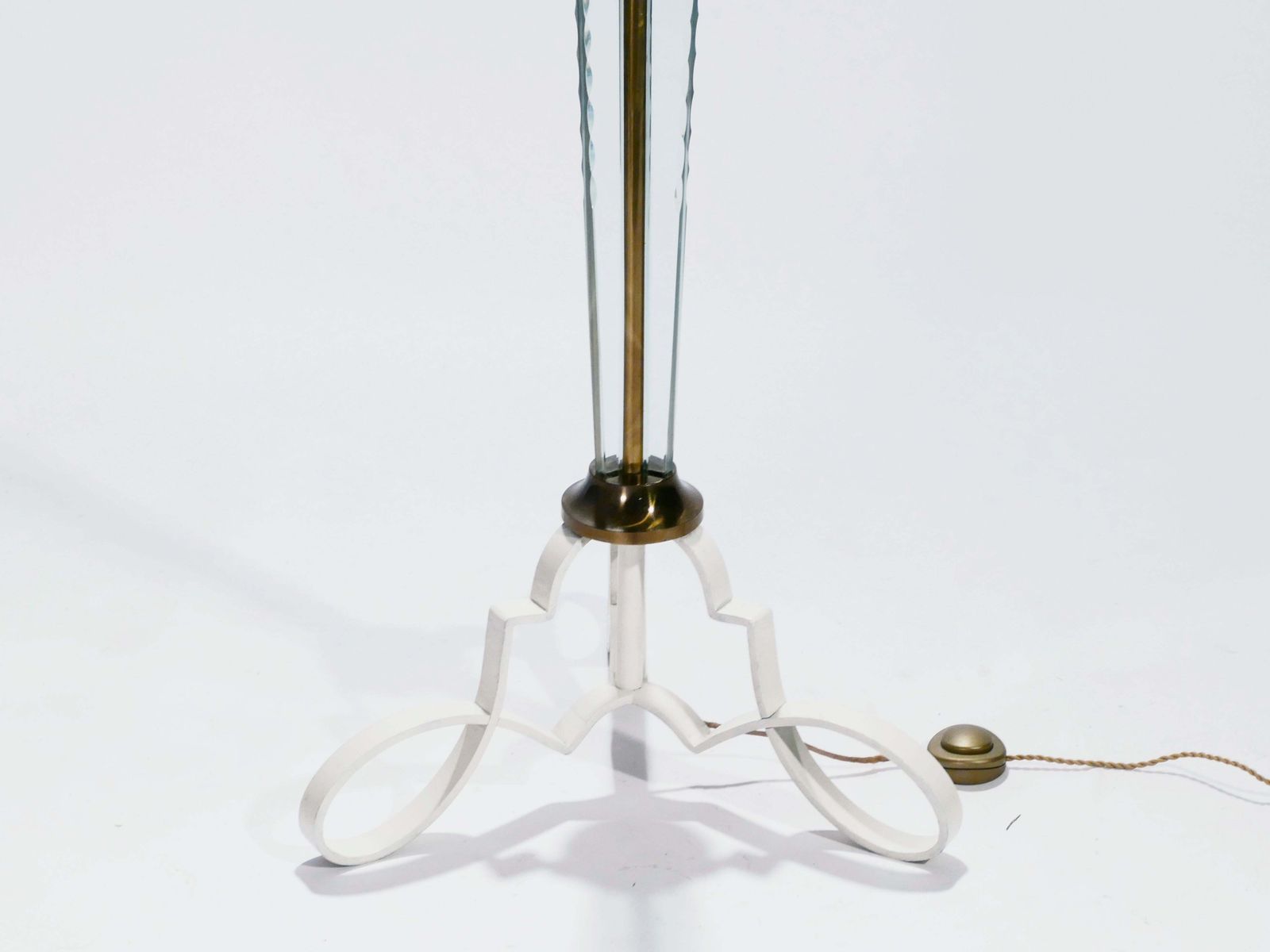 Lampadaire Ernest Sabino en bronze et cristal de Sèvres, années 1930 photo vintage