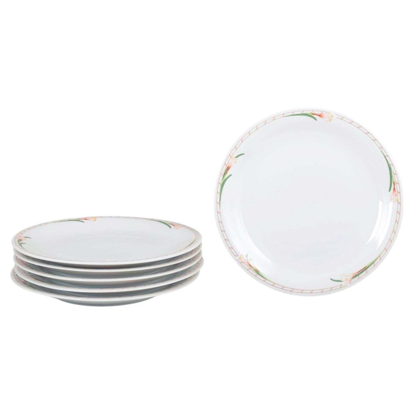 Rörstrand, Sweden. Set Of Six Fleur Pattern Dinner Plates In Porcelain.