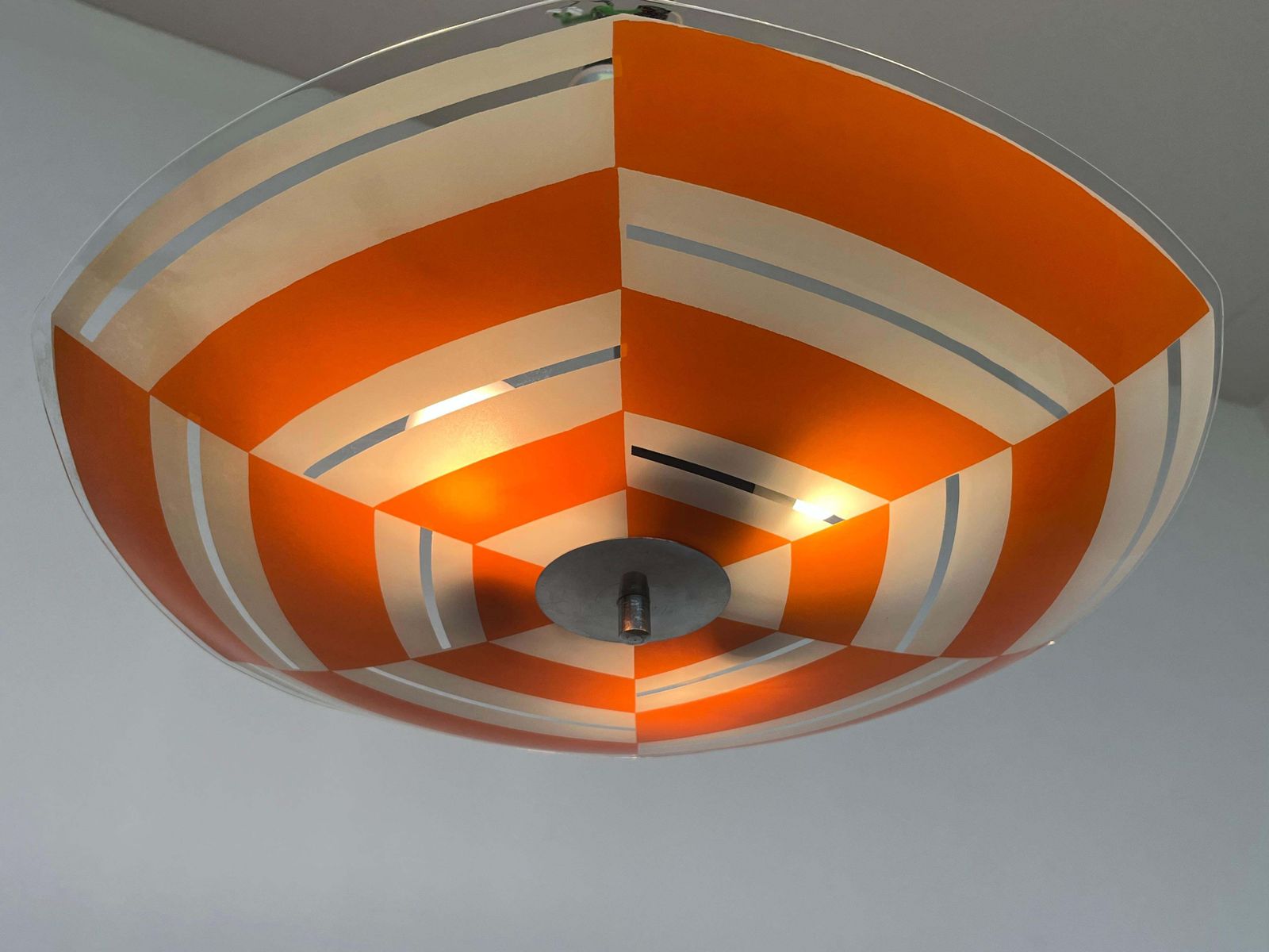 Mid Century Design Glass Pendant By Napako, Czechoslovakia, 1970s. photo Lighting