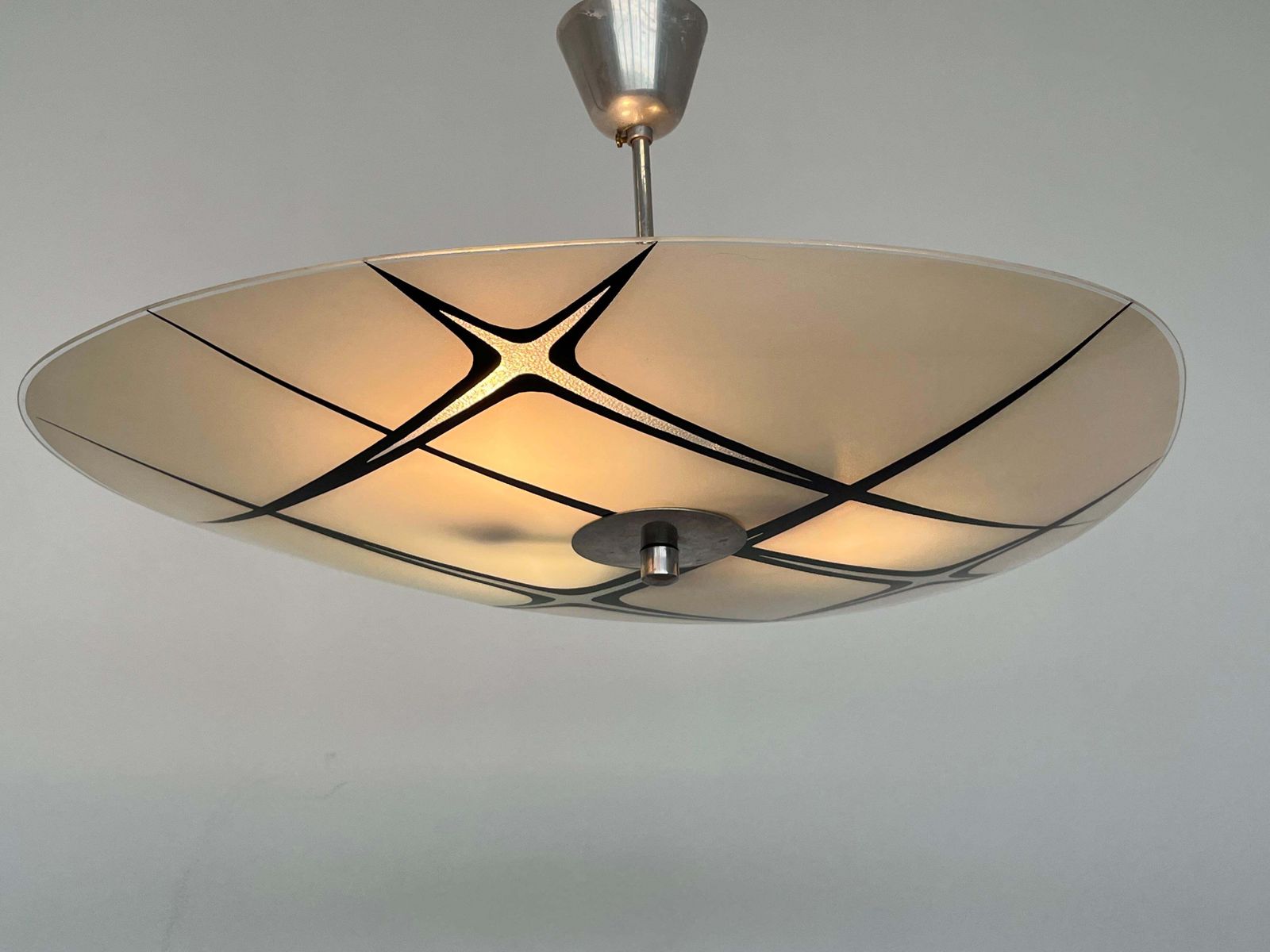 Mid-Century Design Glazen Hanglamp van Napako, Tsjecho-Slowakije, jaren 1970. photo Verlichting