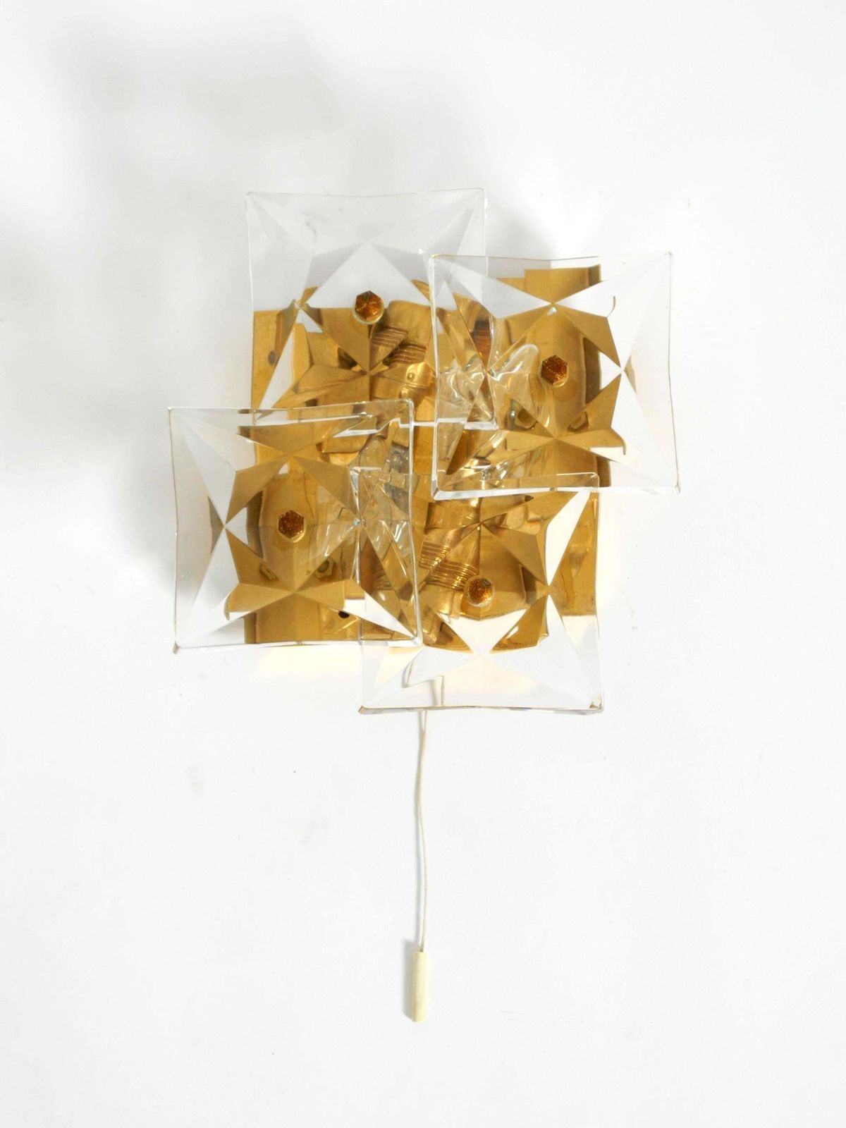 Original 1960s Kinkeldey Crystal Glass And Brass Wall Lamp In Mint Condition photo for sale