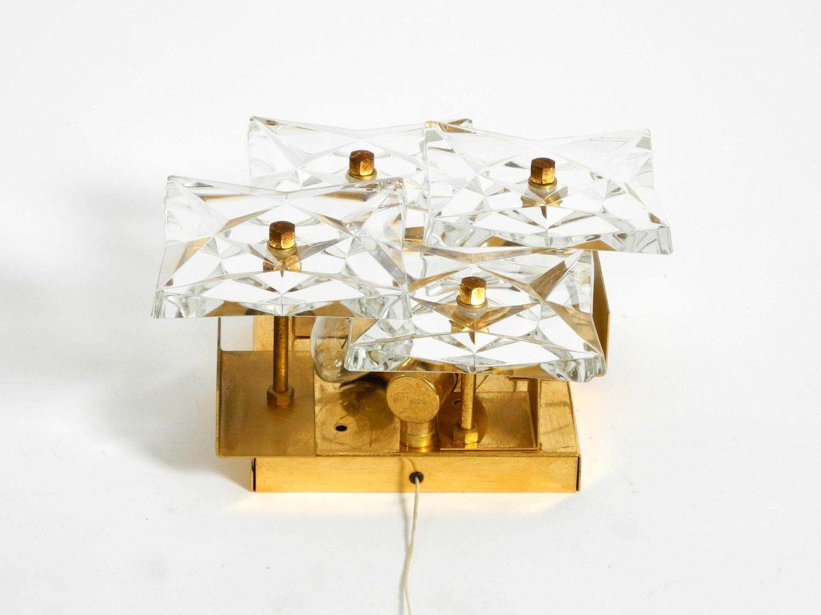 photo buy Original 1960s Kinkeldey Crystal Glass And Brass Wall Lamp In Mint Condition
