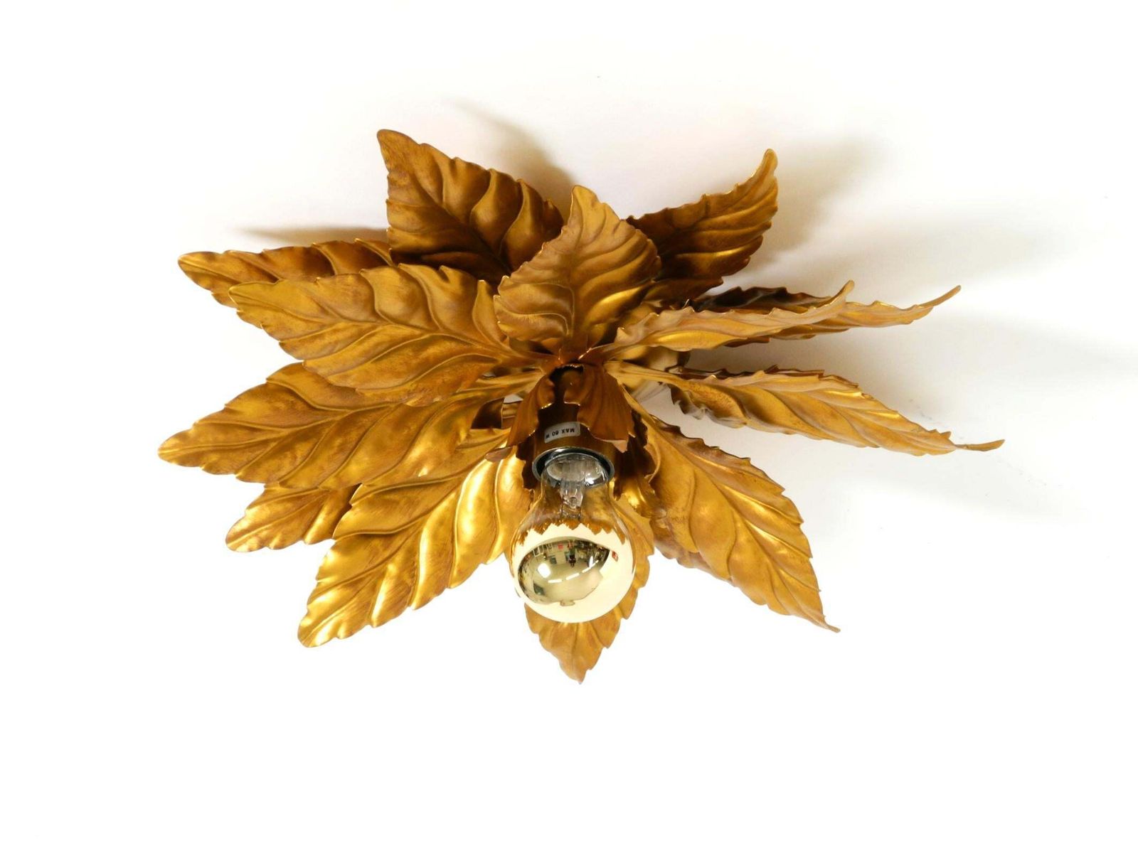 Grande applique ou plafonnier Hans Kögl de style florentin doré, années 1980 photo for sale