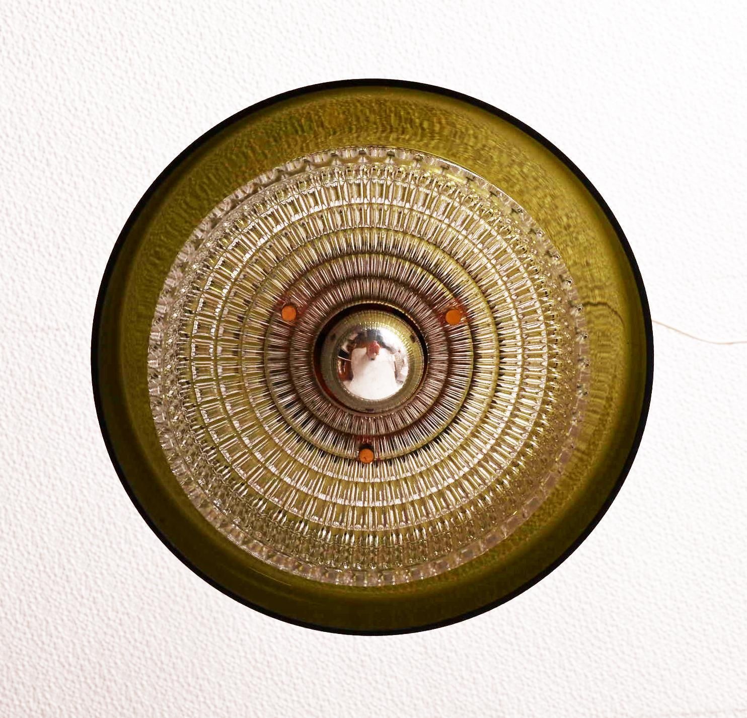 Rotonda Green And Pressed Glass Pendant Lamp By Carl Fagerlund photo vinterior