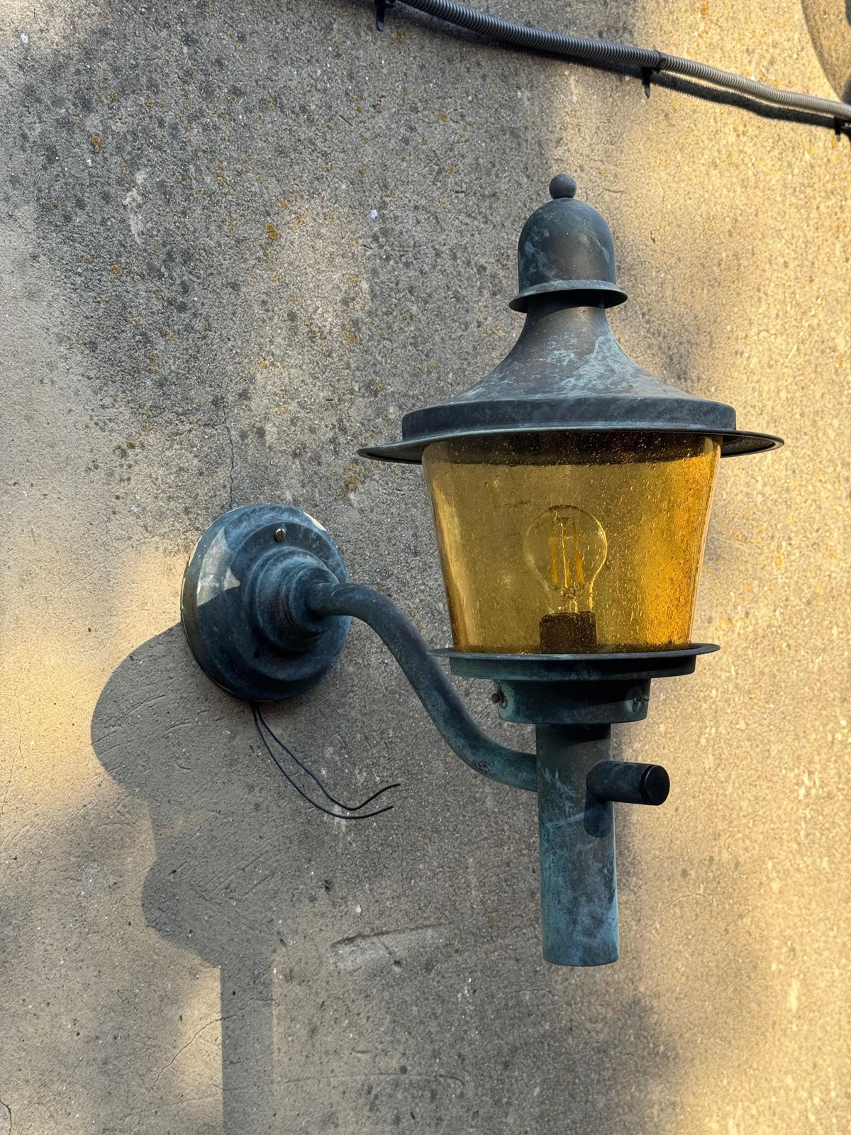 Brass Outdoor Wall Lamps With Yellow Glass Shades photo 827.0