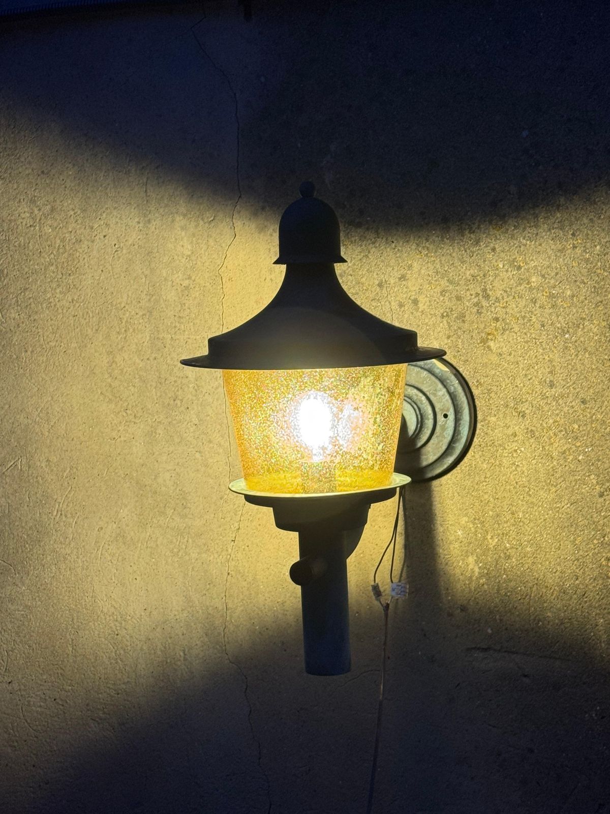 photo buy Brass Outdoor Wall Lamps With Yellow Glass Shades