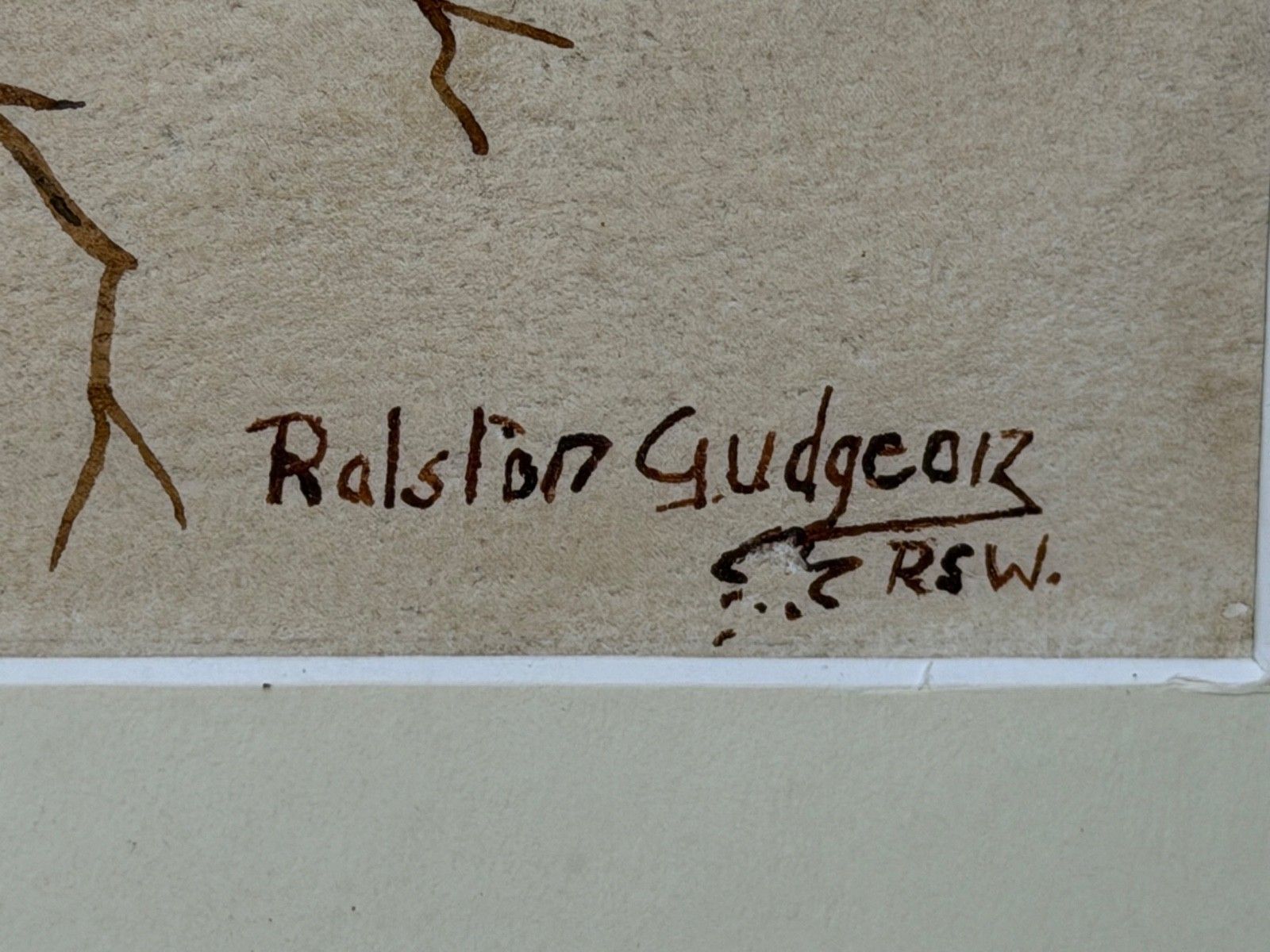 Mid-Century schilderij Redwing vogel, gesigneerd door Ralston Gudgeon photo Kunst