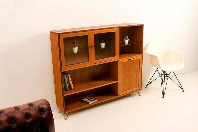 Vintage G Plan Mid Century Retro Teak Glass Display Drinks Cabinet Shelves photo furniture