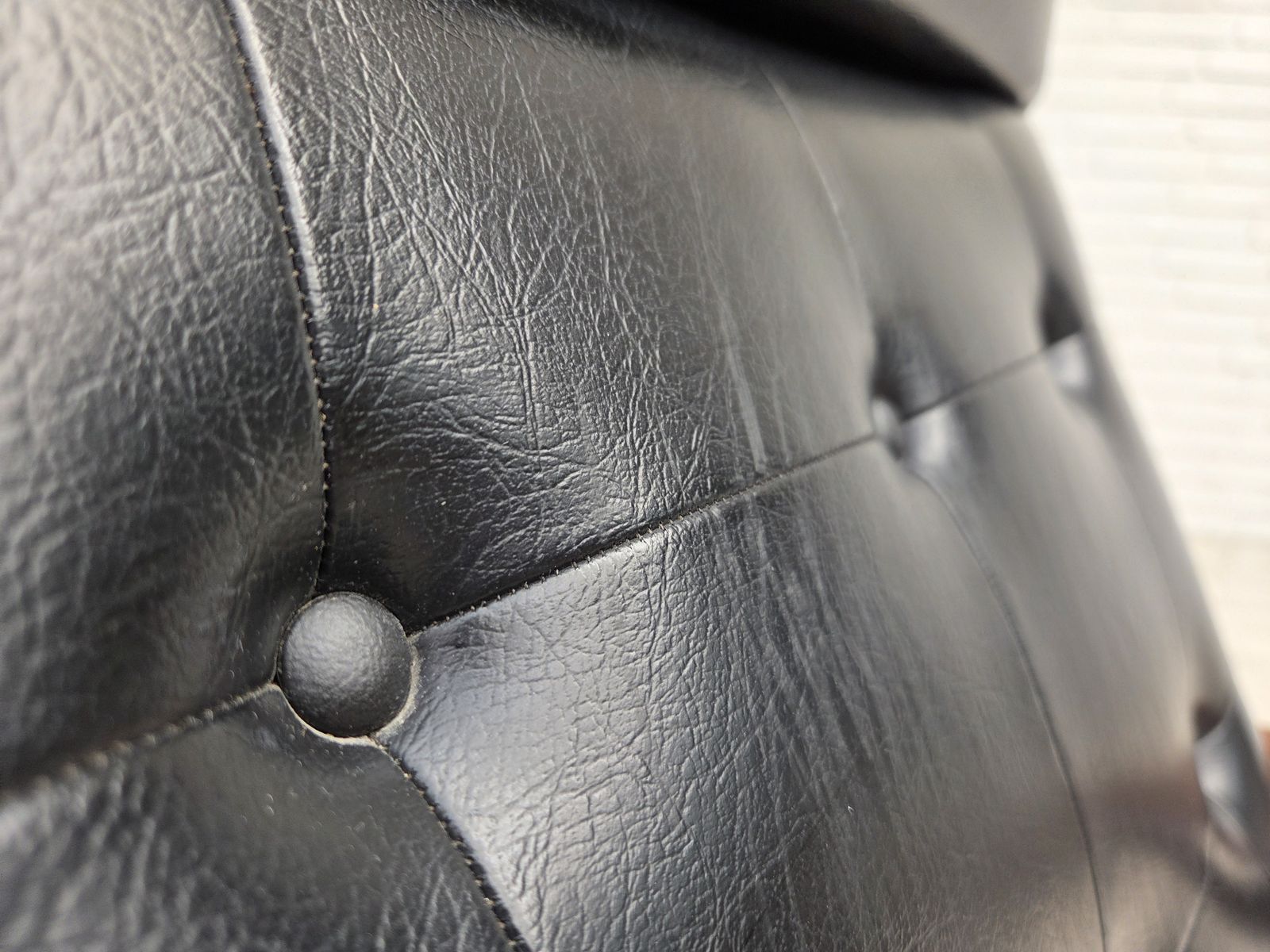 1970s, Danish Armchair, Black Artificial Leather, Teak Wood. photo 1050.0