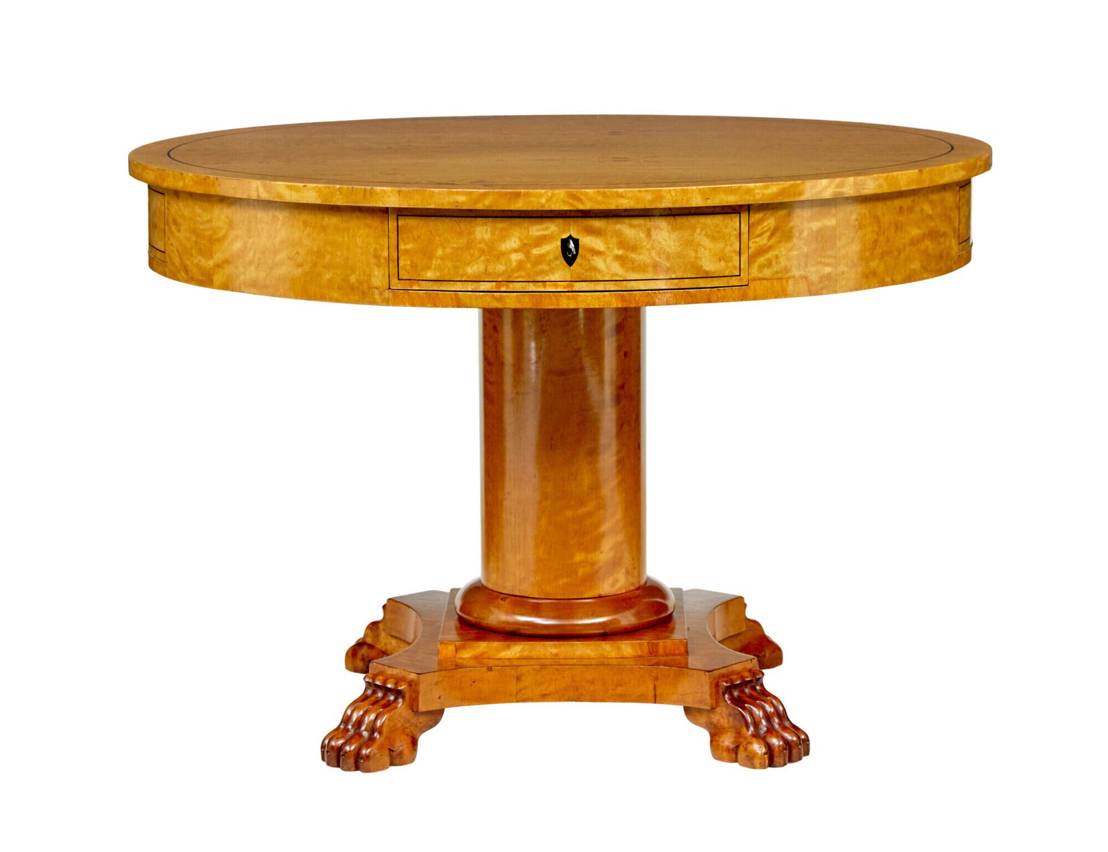 19th Century Swedish Birch Circular Center Table