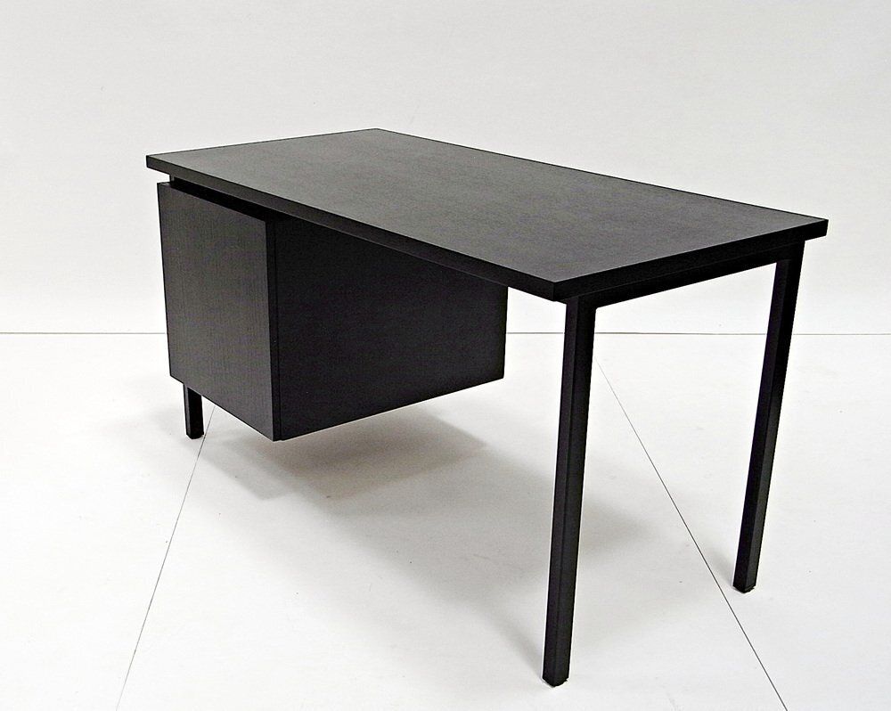 Writing Desk In Black Stained Oak By Herbert Hirche For Christian Holzäpfel Kg, Germany, 1960s photo Furniture