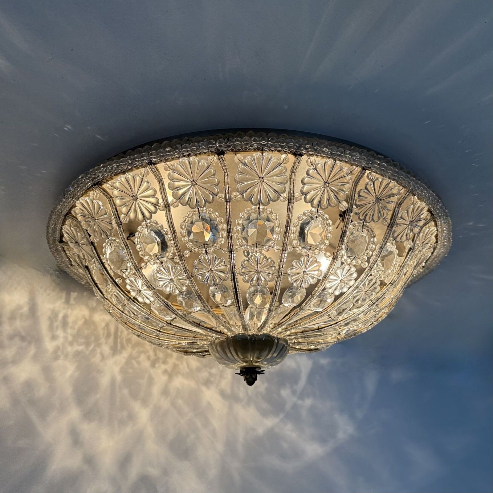 1330.0 Grote kristallen plafondlamp van Banci Italy, ca. jaren 1960 photo
