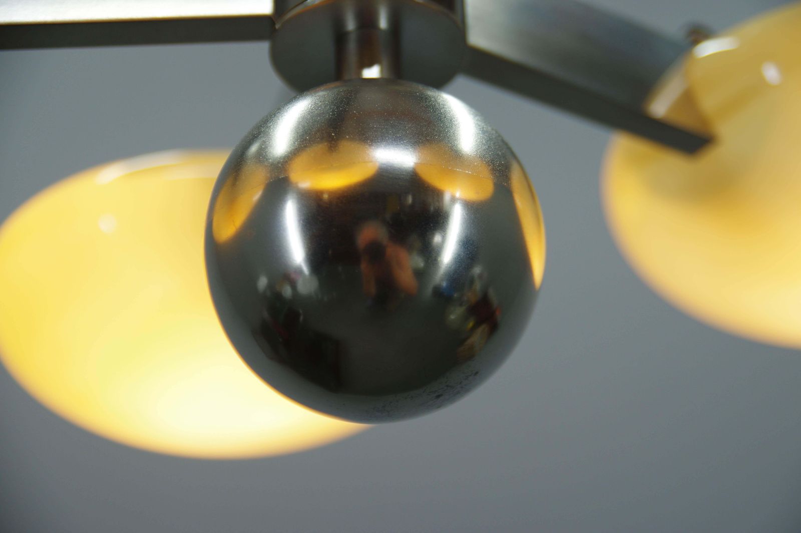 Luminaires Lustre Art déco fonctionnaliste en nickel plaqué, années 1930 photo