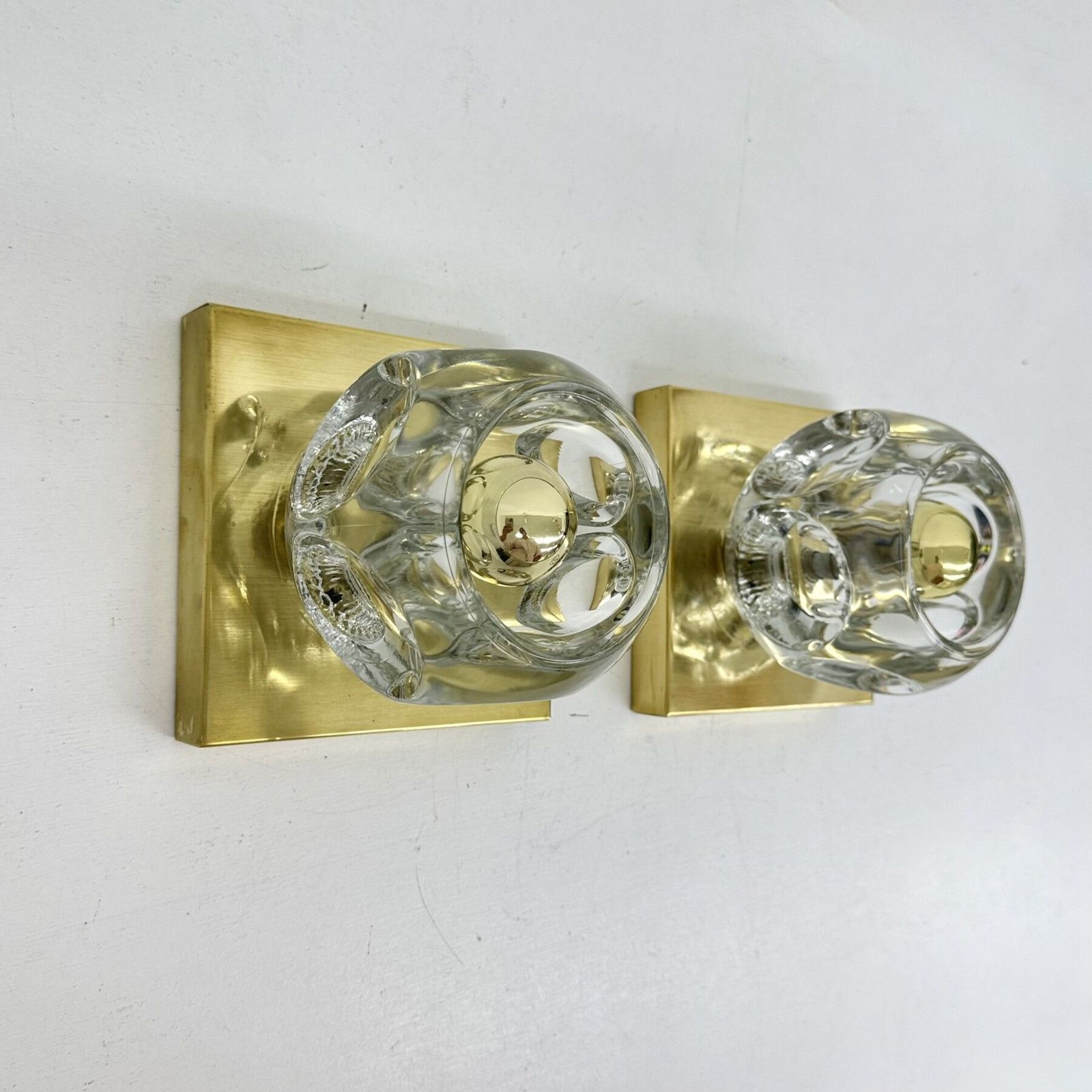 Paar Peil & Putzler ijsblokglas wandlampen, jaren 1970