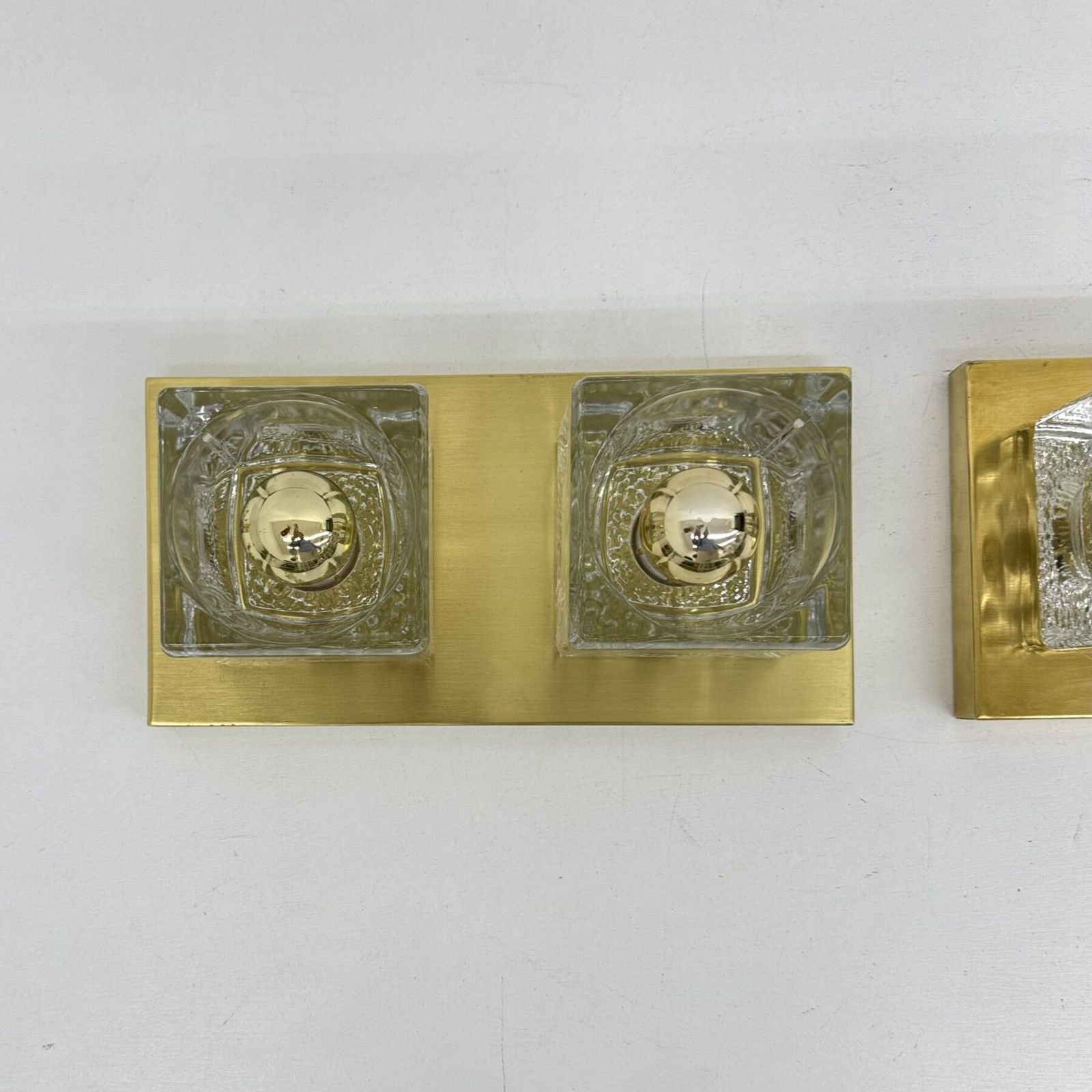 Lighting Pair Of Peil & Putzler Ice Cube Glass Wall Lamp , 1970s photo