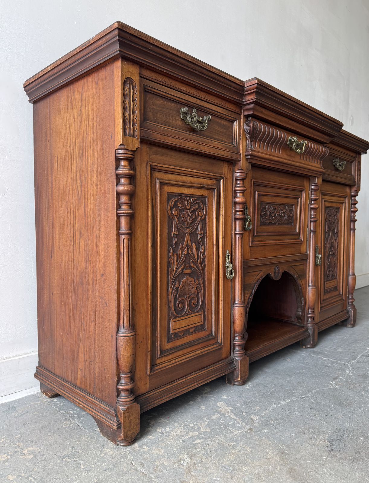 Large Antique Breakfront Sideboard With Drawers photo Furniture