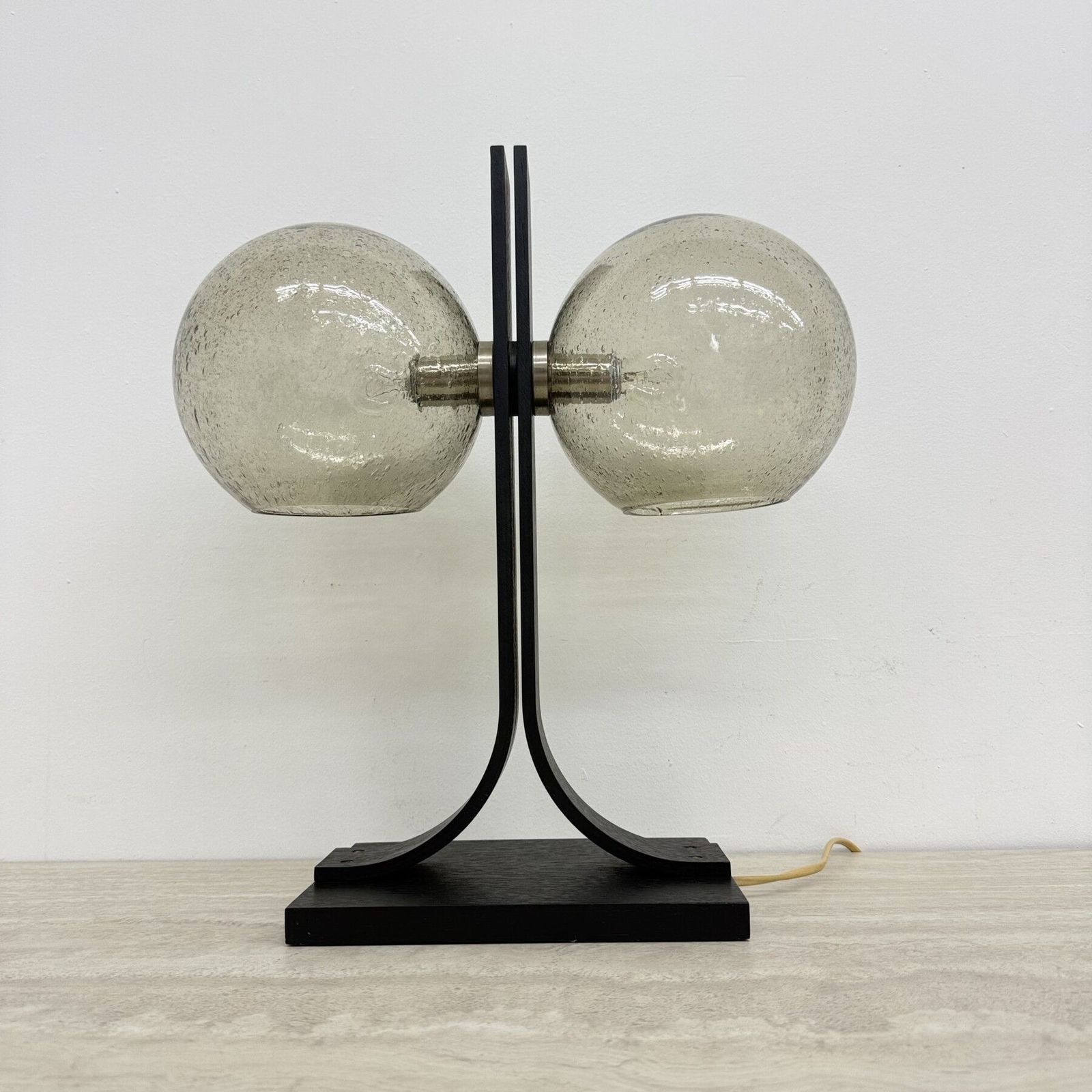 Temde Leuchten Table Lamp With Plywood And Glass Spheres , 1970s photo buy