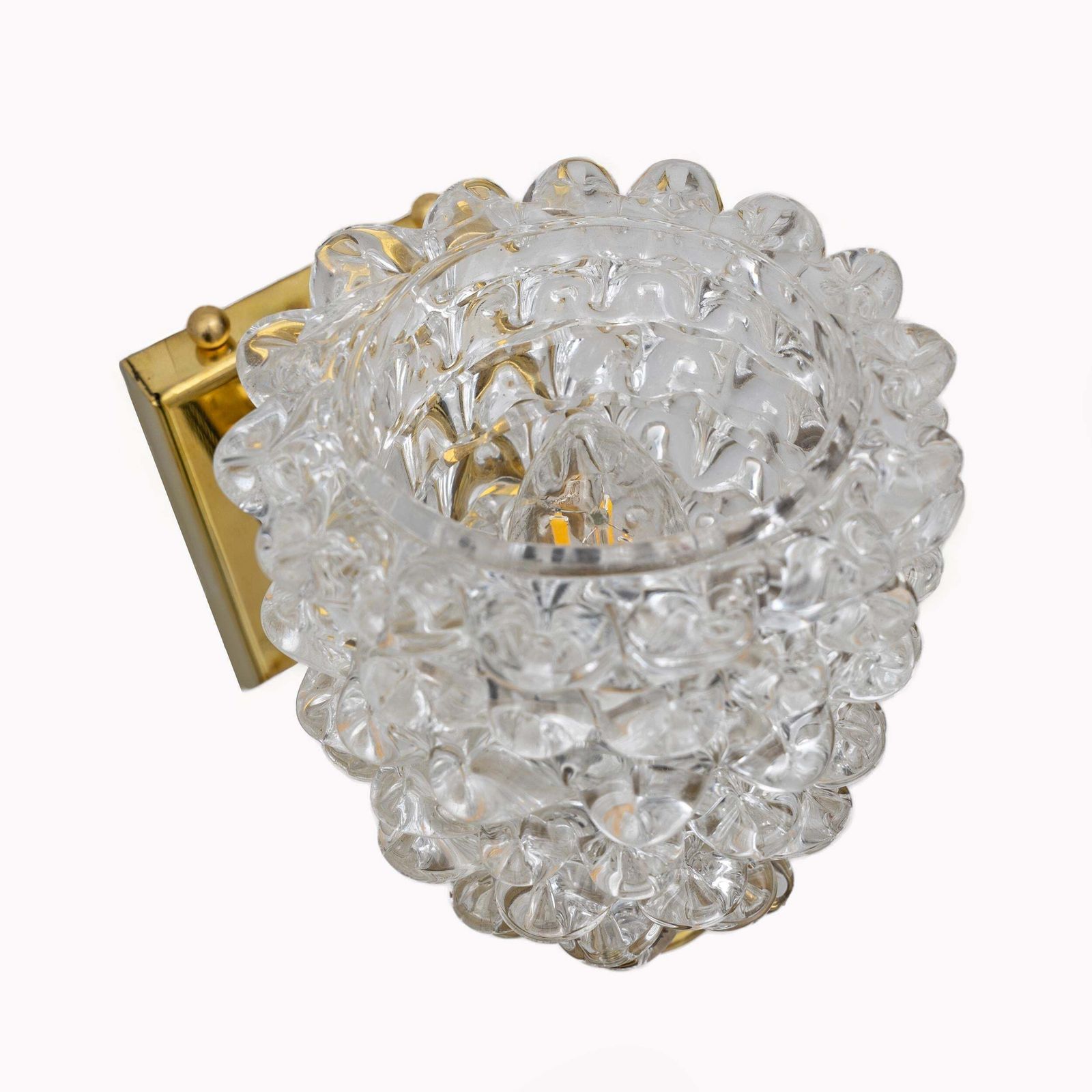 Barovier & Toso Art Deco stijl messing en Rostrato Murano glas wandlampen, paar photo vinterior