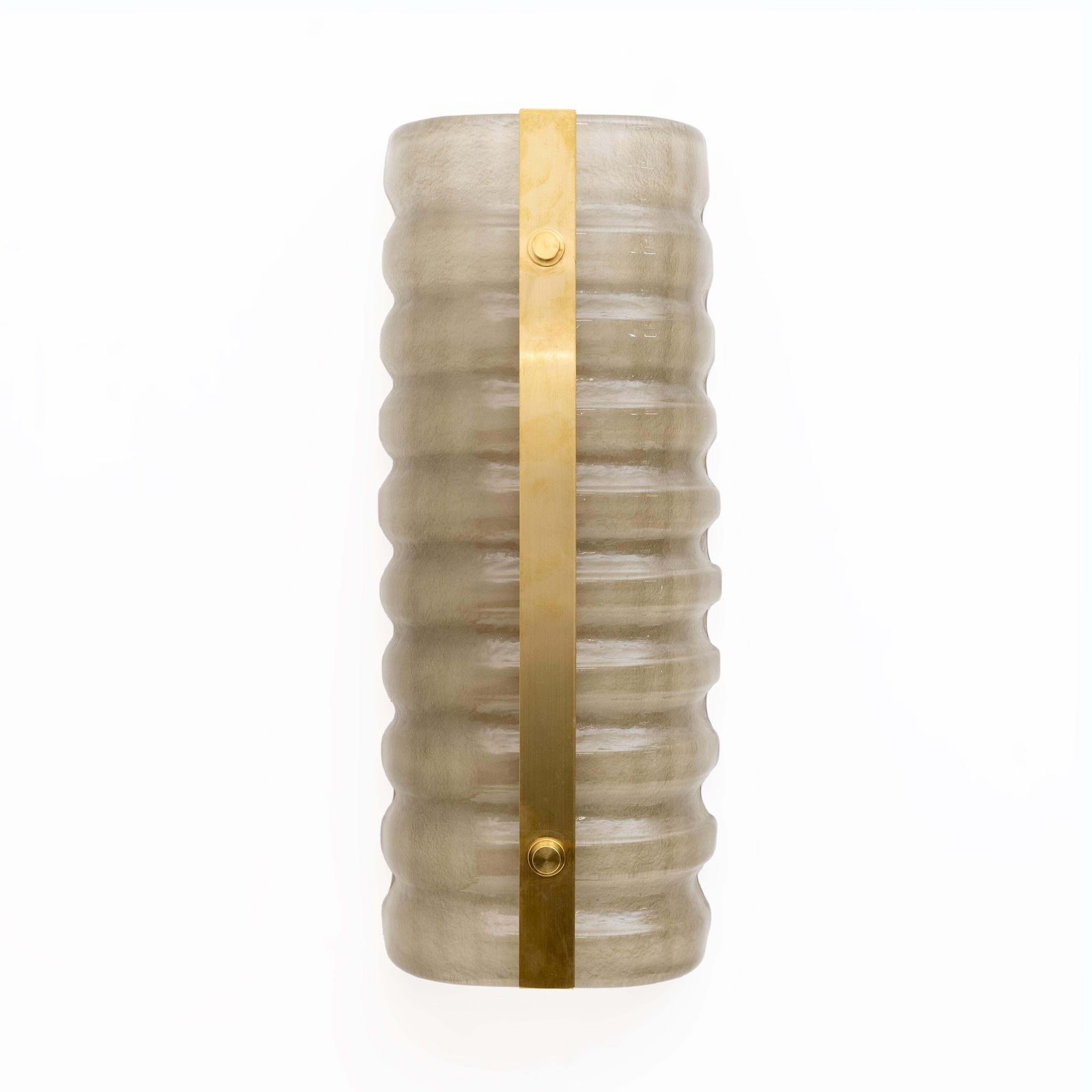 Paar moderne Italiaanse wandlampen van messing en gerookt Murano-glas photo furniture