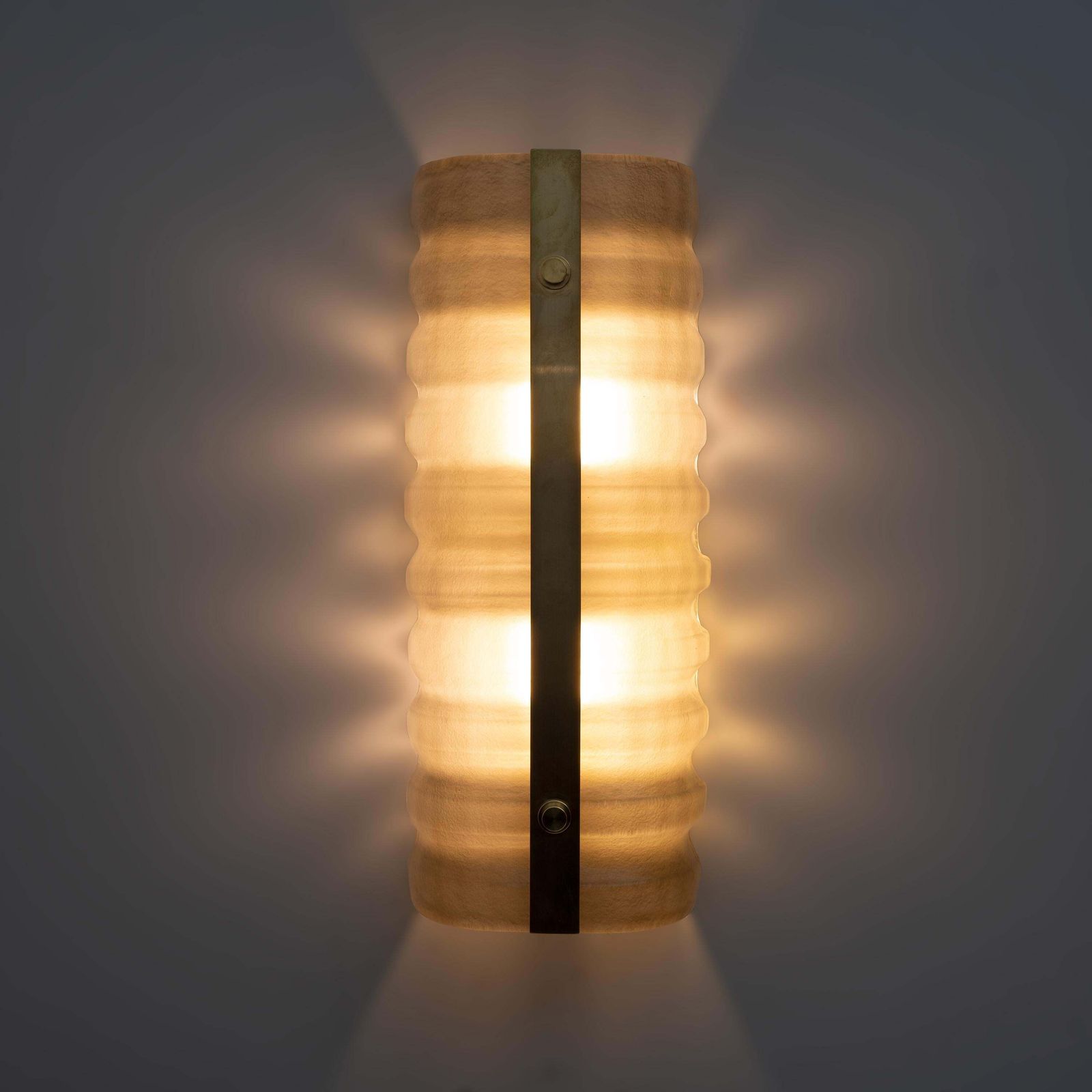 Pair Of Modern Italian Brass And Smoke Murano Glass Wall Sconces photo vintage