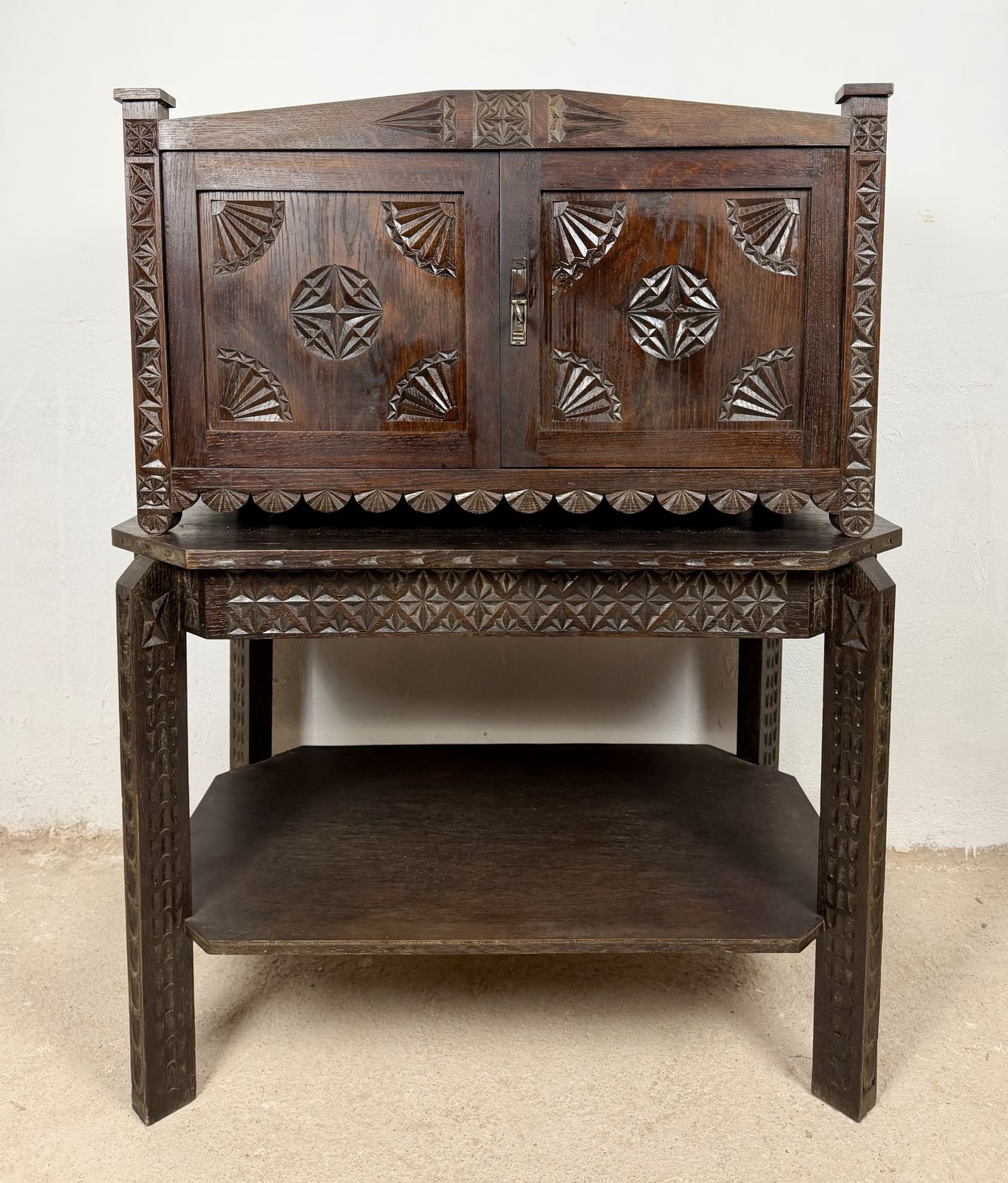 Spanish Carved Oak Bargueño On Stand, 20th Century photo Furniture
