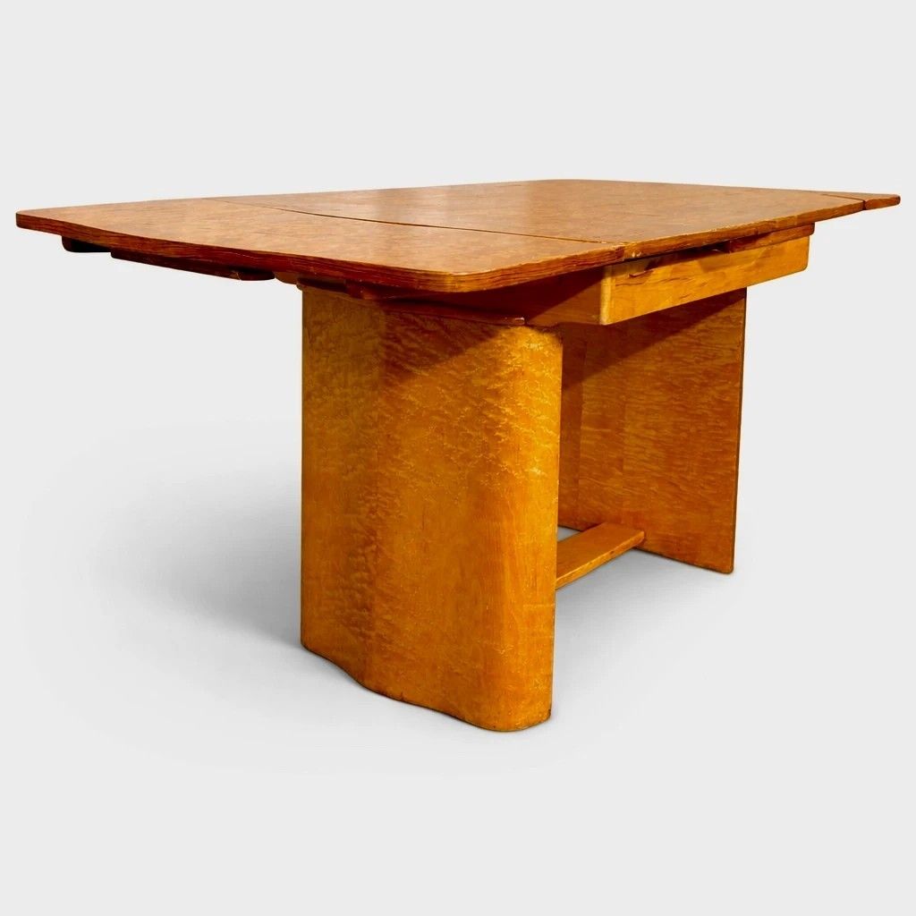 Art Deco Bird’s Eye Maple Draw Leaf Extending Dining Table photo vinterior