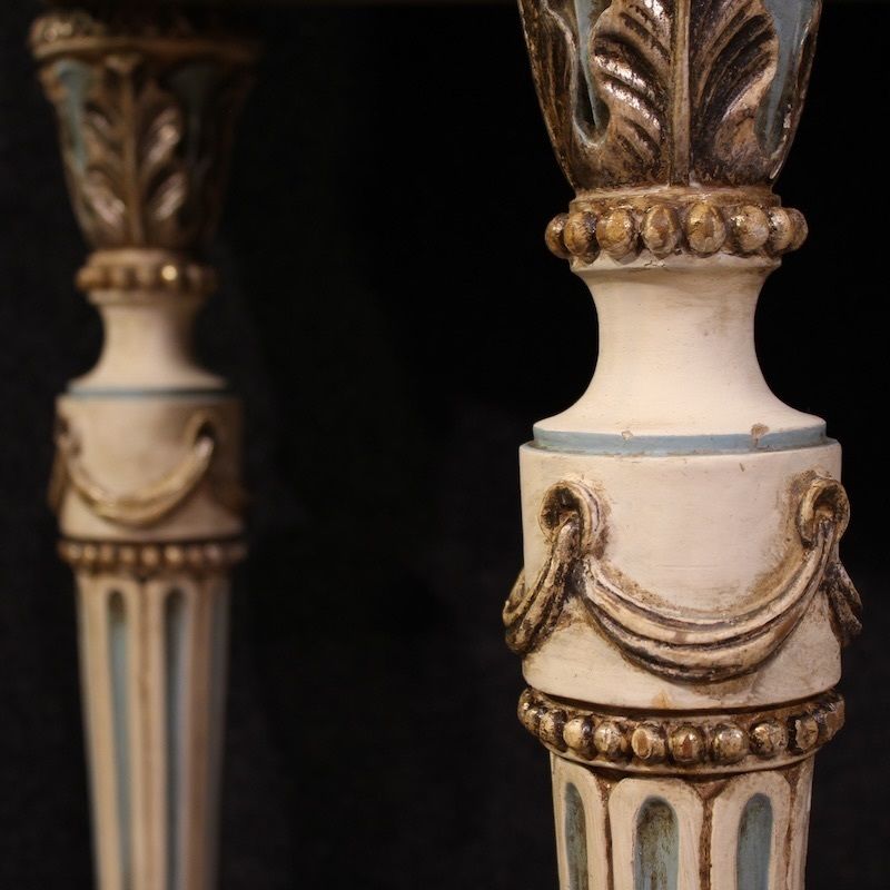 Italiaanse gelakte Louis XVI-stijl console met marmeren blad photo buy