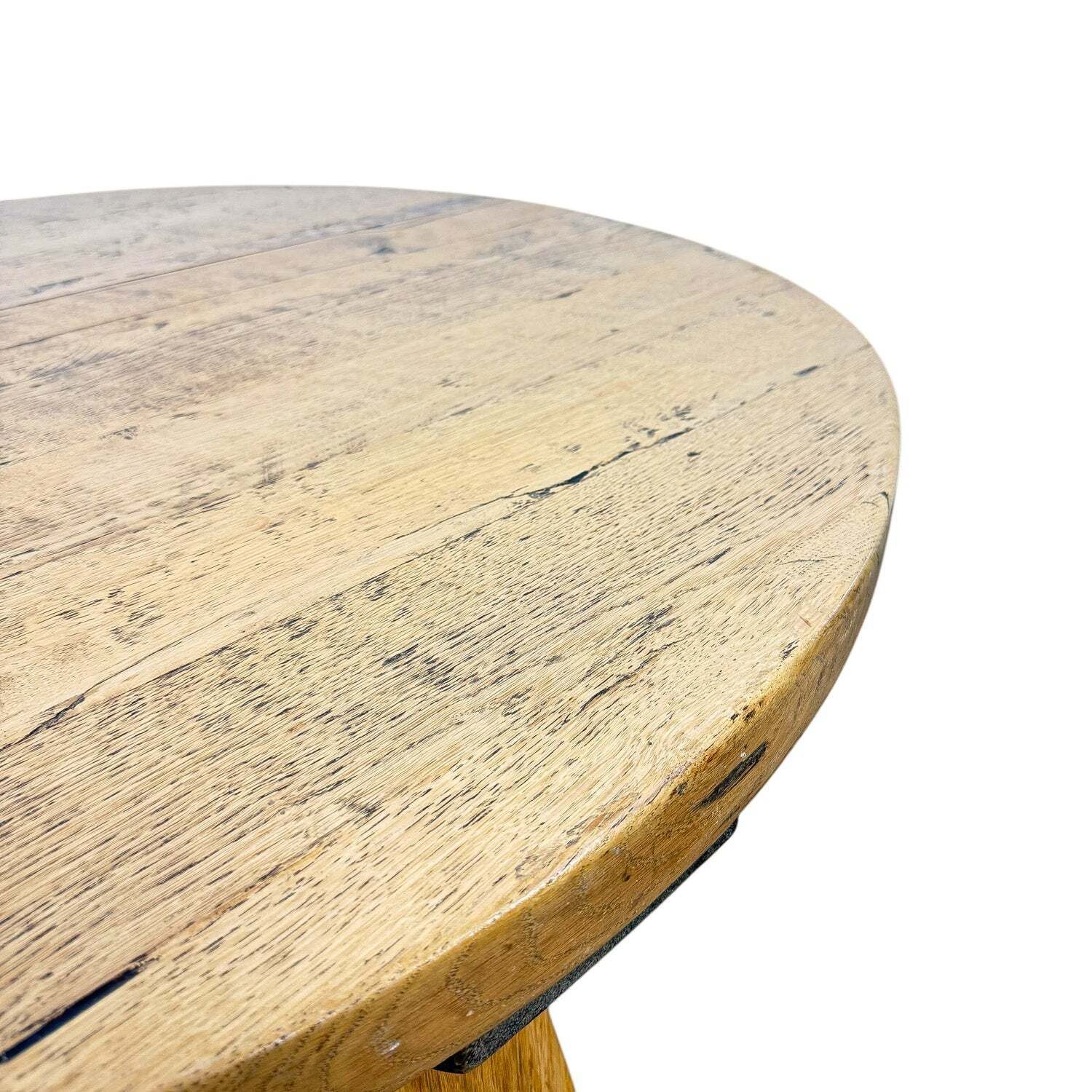 photo for sale Vintage Brutalist Round Oak Coffee Table
