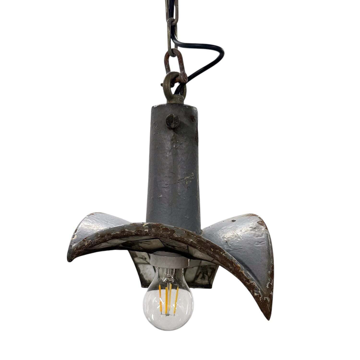 Nr. 2 Vintage Industrial Mirrored Pendant Light By Esla