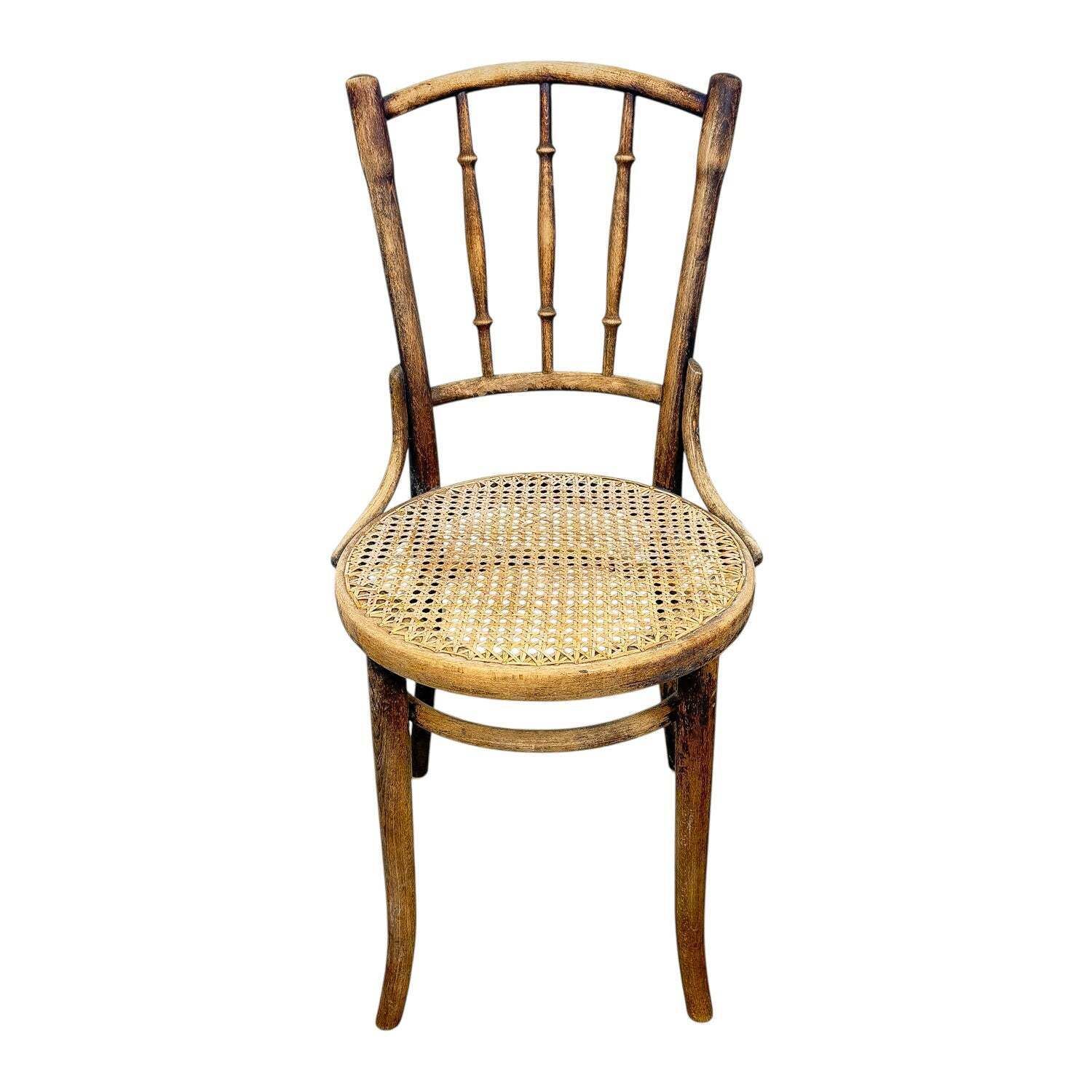 Antieke Thonet Bentwood Stoel Rieten Zitting photo 160.0