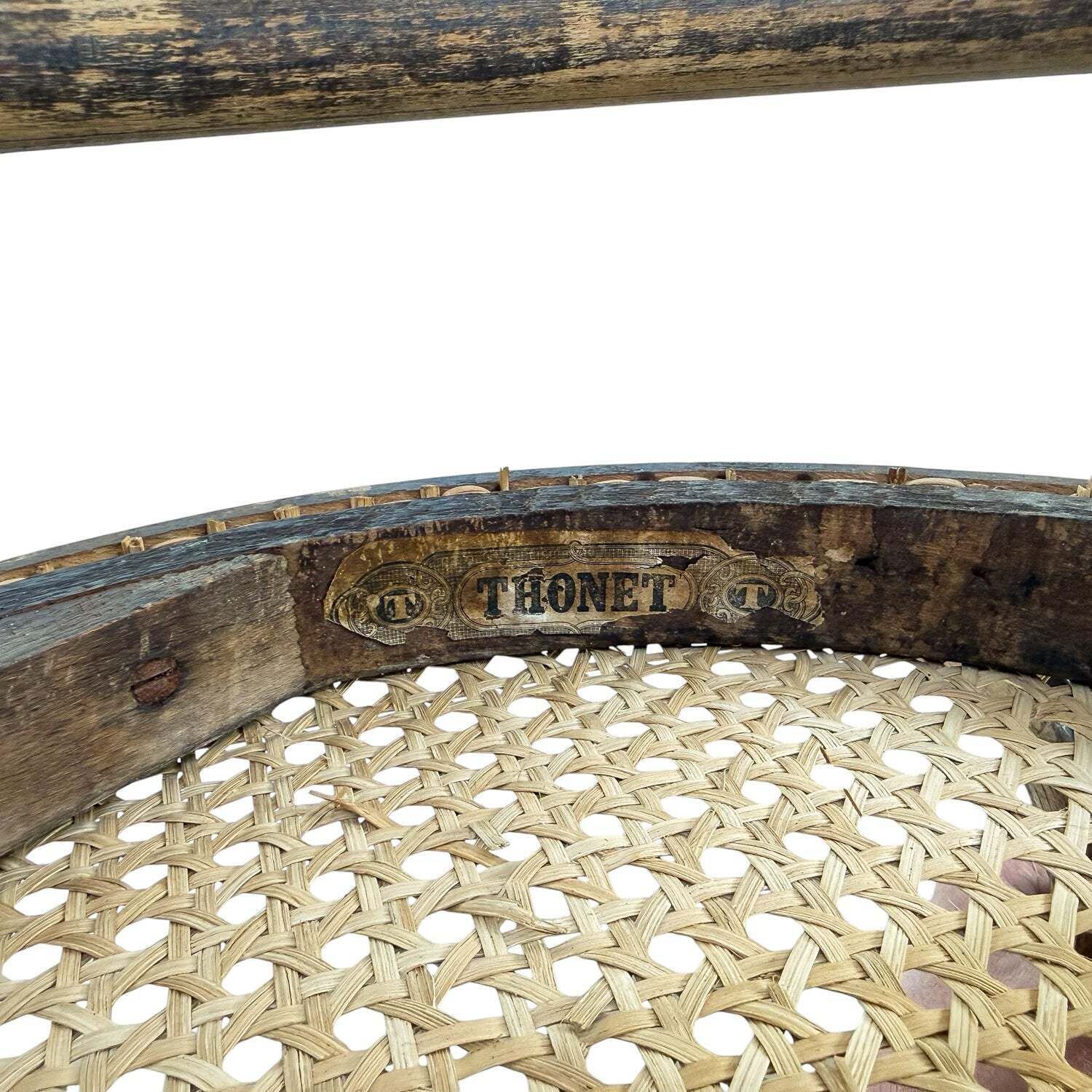 Antieke Thonet Bentwood Stoel Rieten Zitting photo vinterior