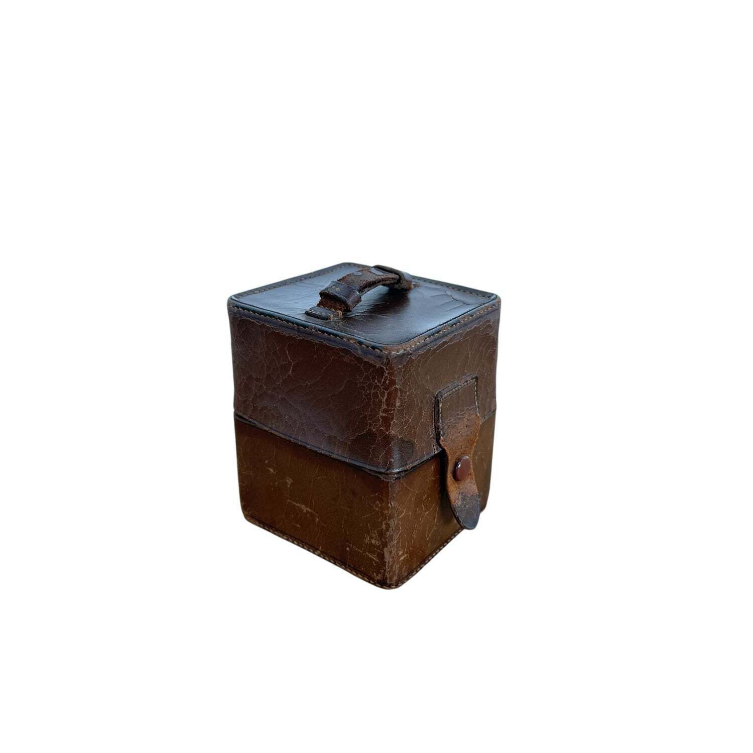 Antique Travel Perfume Bottles In Leather Case photo for sale
