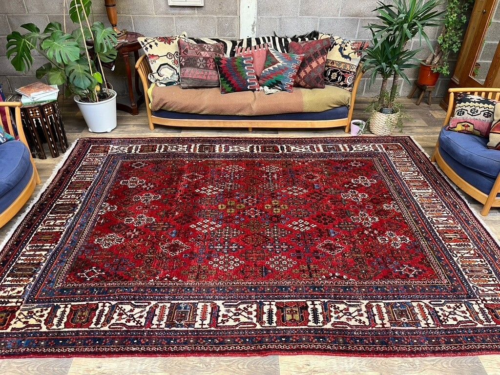 Vintage traditioneel Meymeh-vloerkleed, handgemaakt wollen oosters kleed 328x236 cm photo furniture