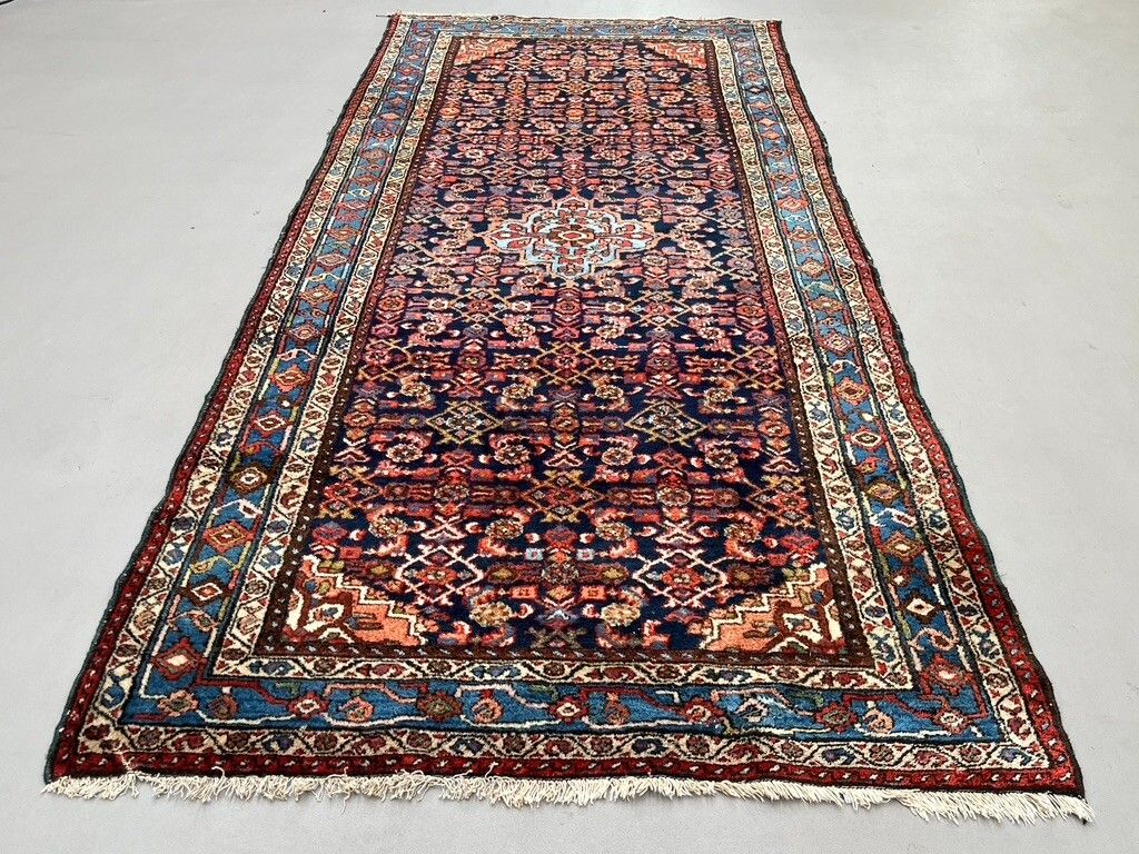 Vintage Rug 289x123 Cm, Medium, Tribal Oriental Carpet Navy Blue, Red 2465 photo Textiles