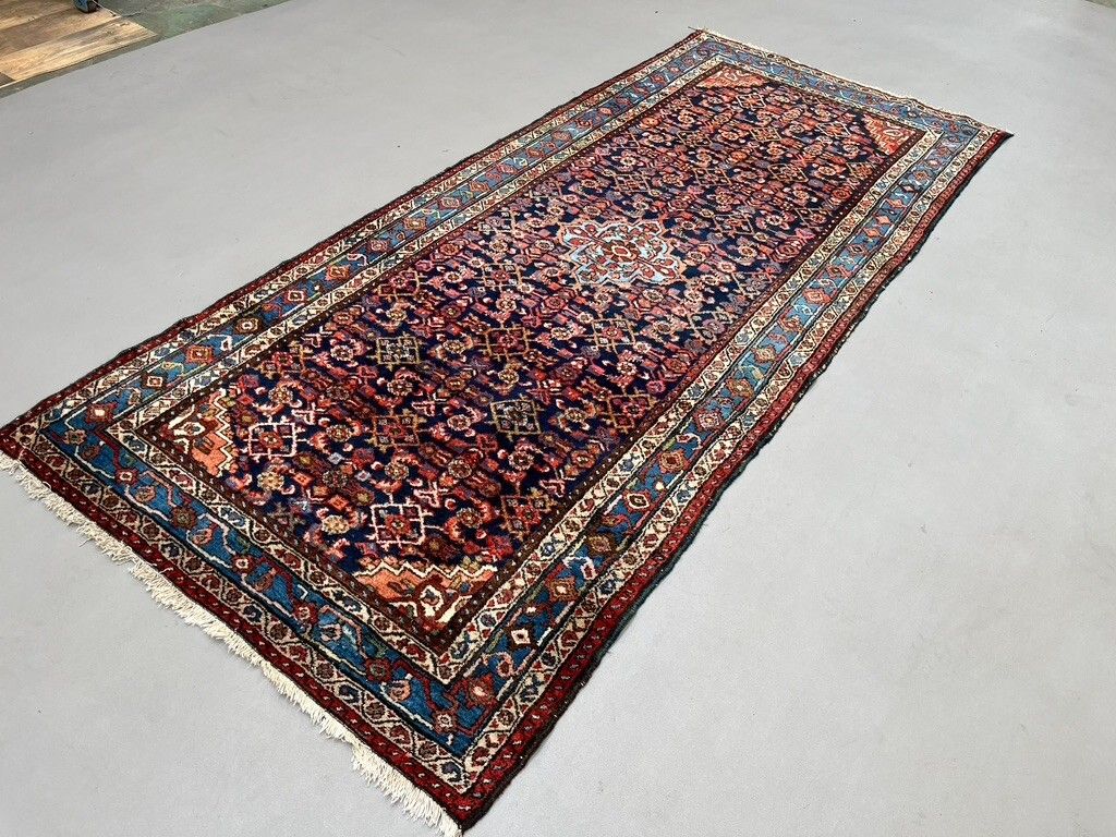 Vintage Rug 289x123 Cm, Medium, Tribal Oriental Carpet Navy Blue, Red 2465 photo 1350.0
