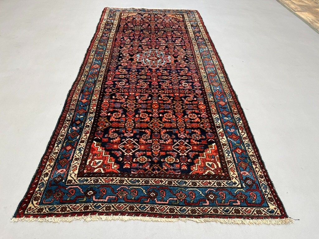 Vintage vloerkleed 289x123 cm, middelgroot, tribaal oosters tapijt marineblauw, rood 2465 photo buy