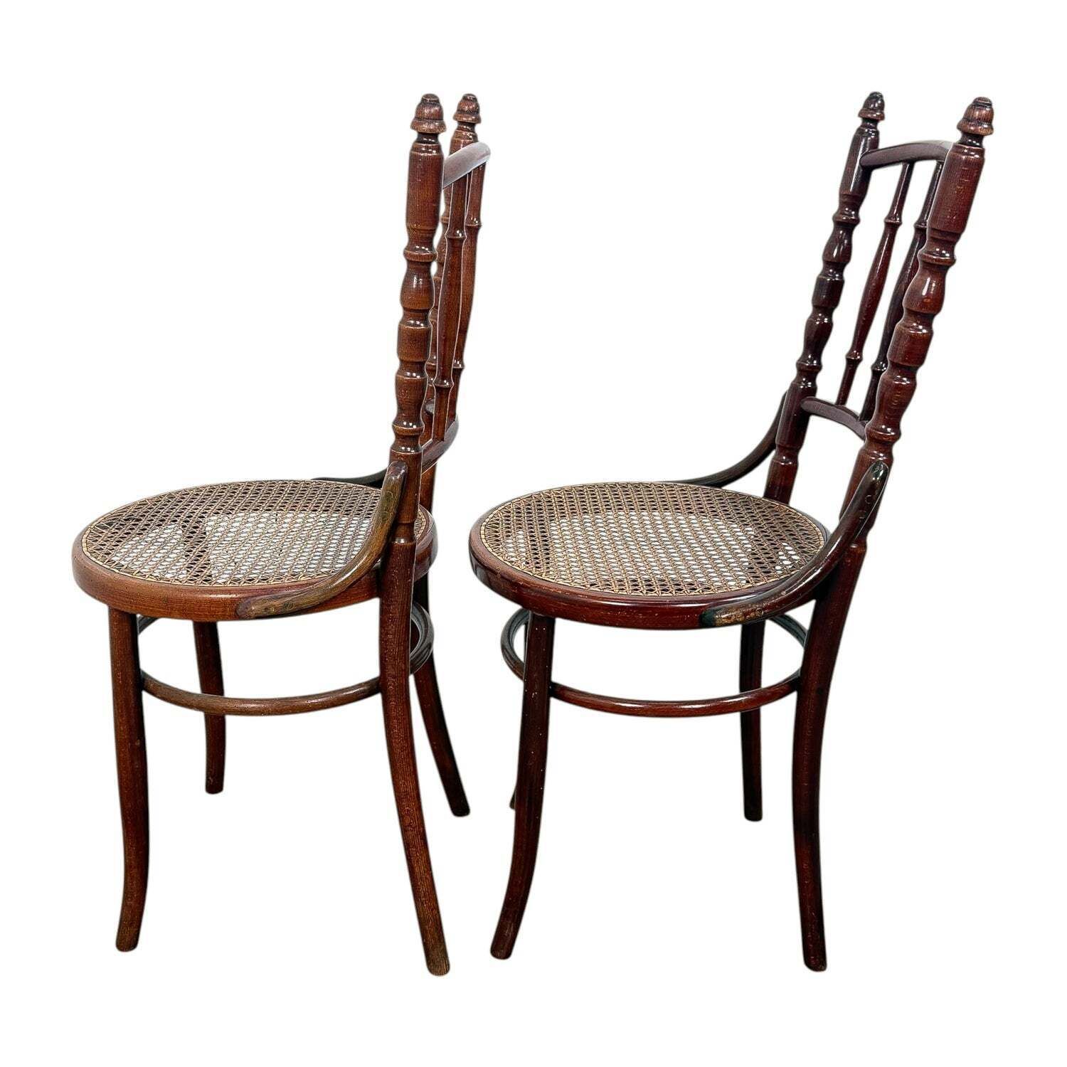 Set van twee antieke Fischel bentwood bistrostoelen Thonet photo for sale